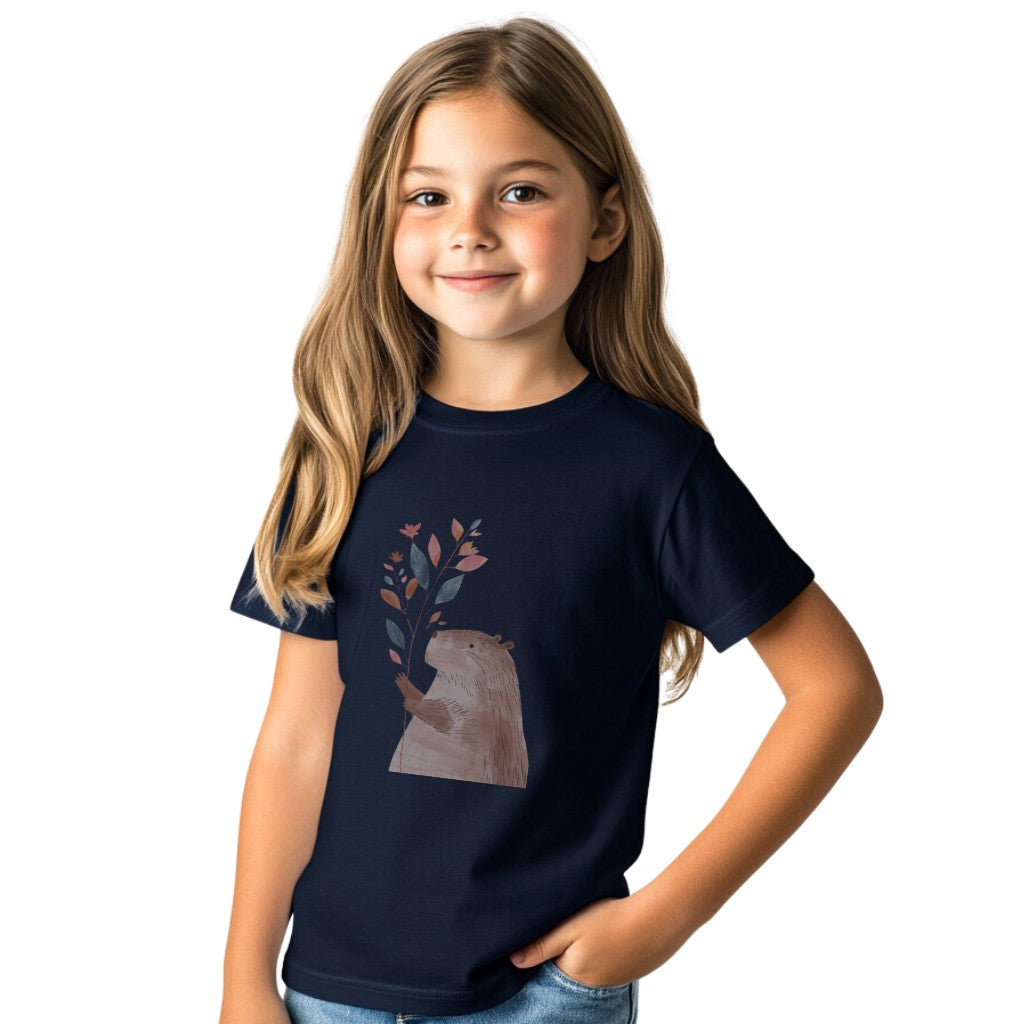 Kids' Capybara Holding Branch T-Shirt – Cute & Comfortable Kids Apparel