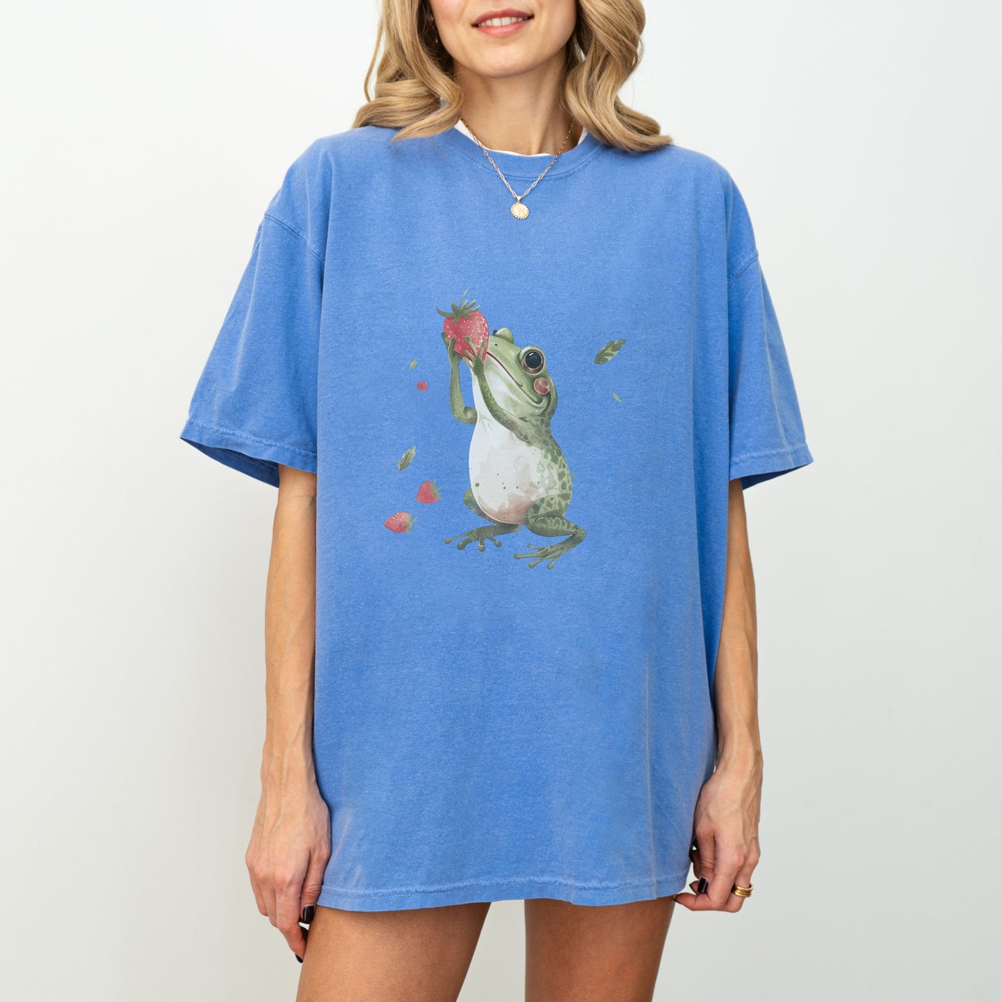 Frog with Strawberry T-Shirt | Whimsical Comfort Colors Tee