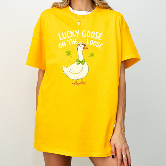 Lucky Goose on the Loose St. Patrick's Day T-Shirt – Fun and Festive