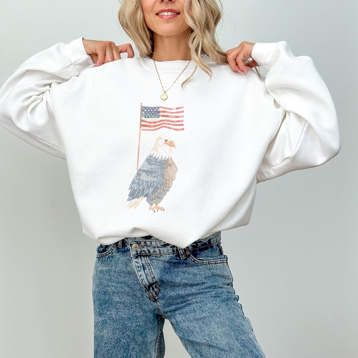 American Eagle Sweatshirt | Patriotic & Whimsical Heavy Blend Crewneck