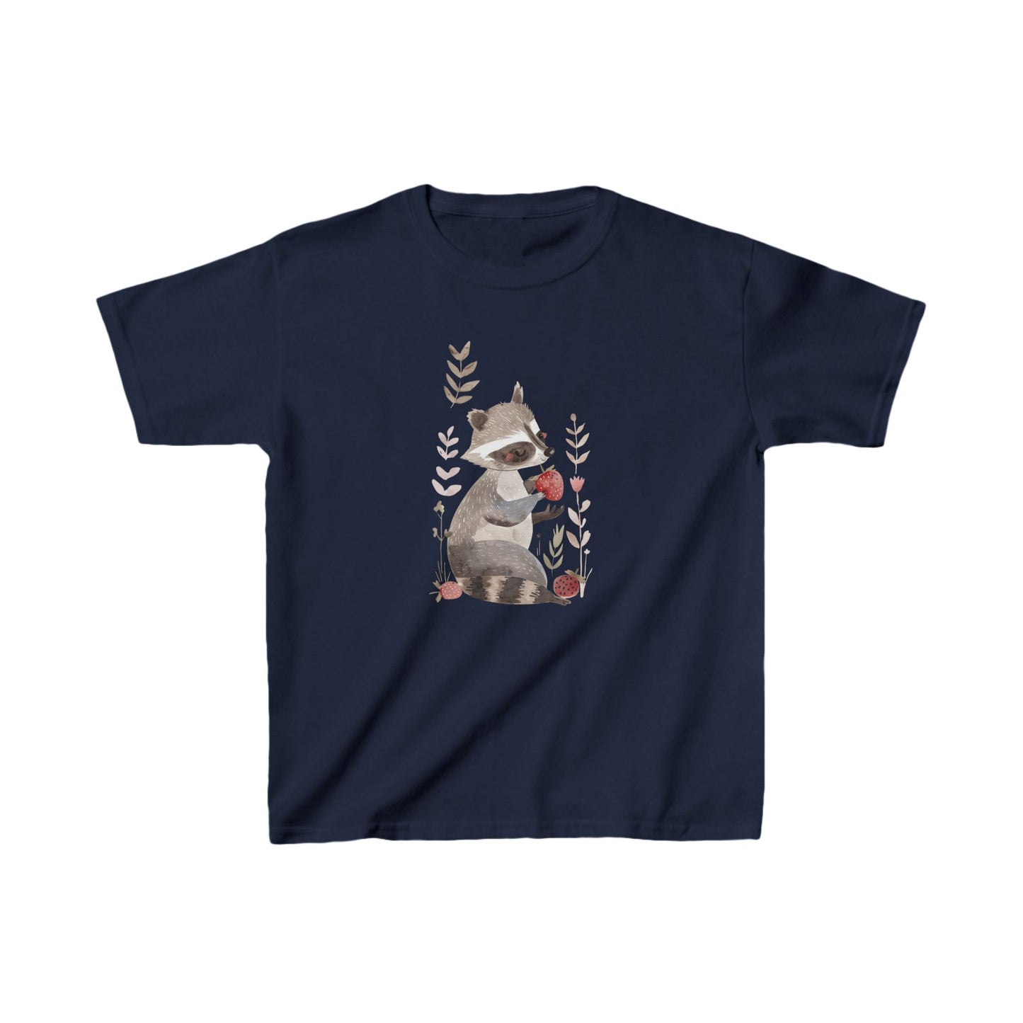 Kids' Raccoon Eating Strawberry T-Shirt – Cute & Comfortable Kids Apparel