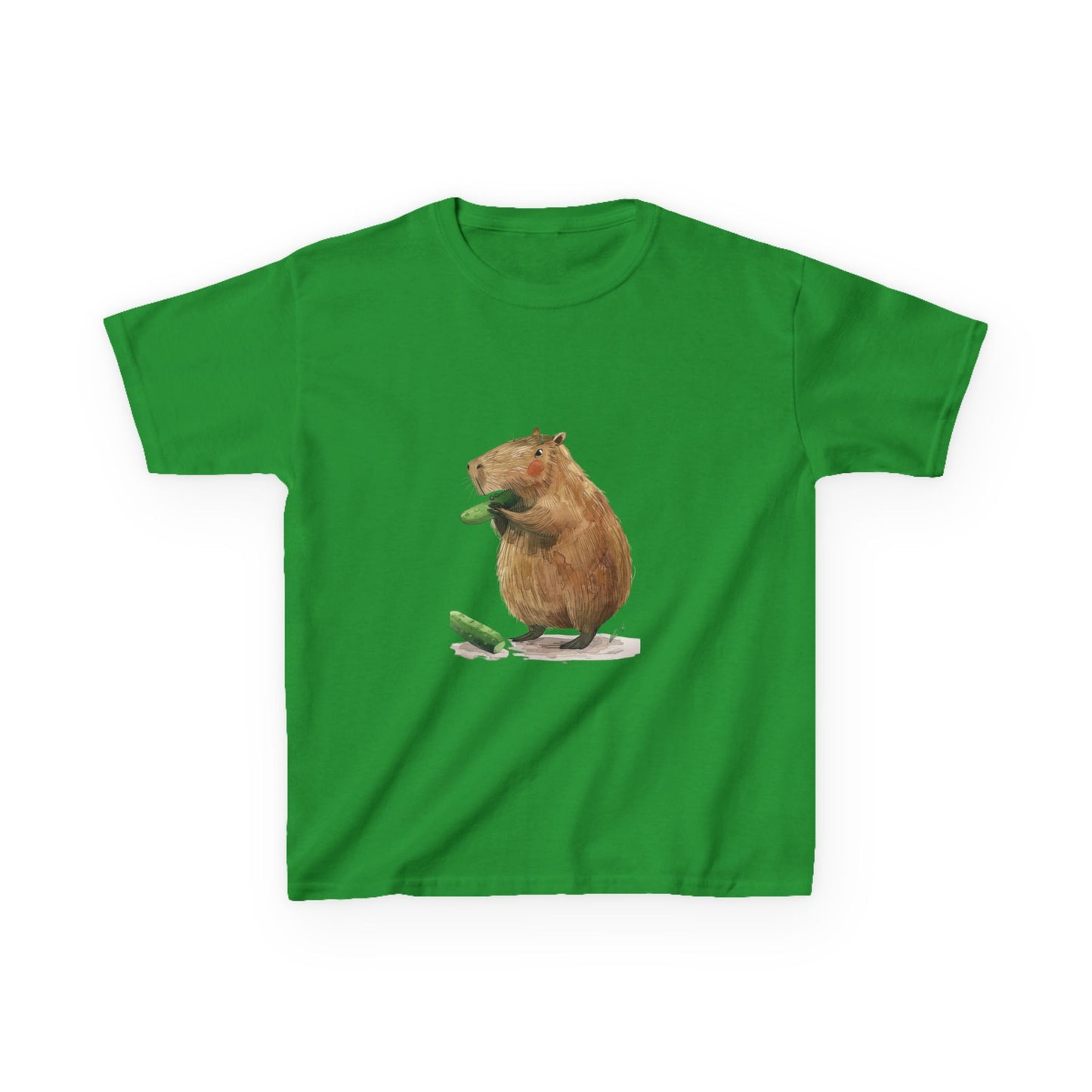 Kids' Capybara Eating Pickle T-Shirt - Fun & Comfortable