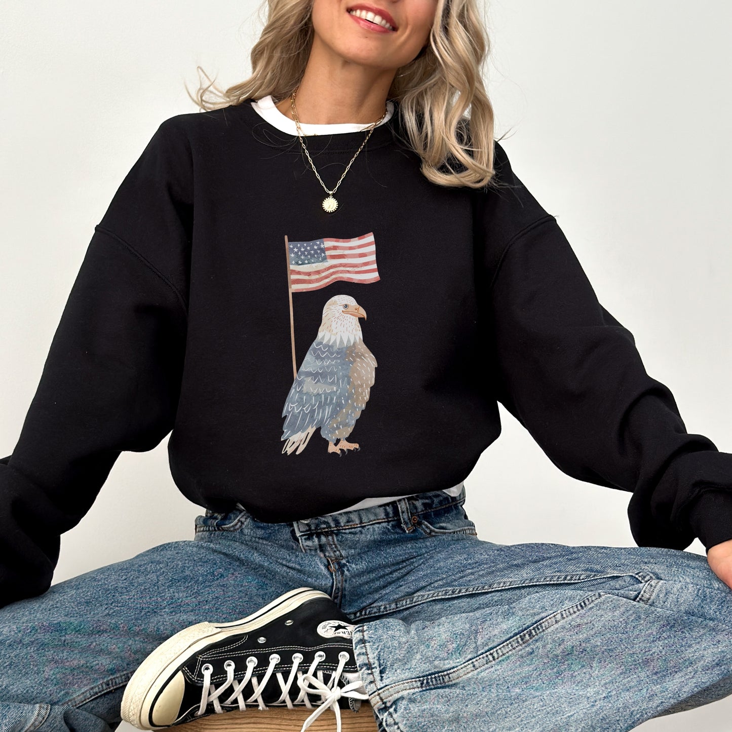 American Eagle Sweatshirt | Patriotic & Whimsical Heavy Blend Crewneck