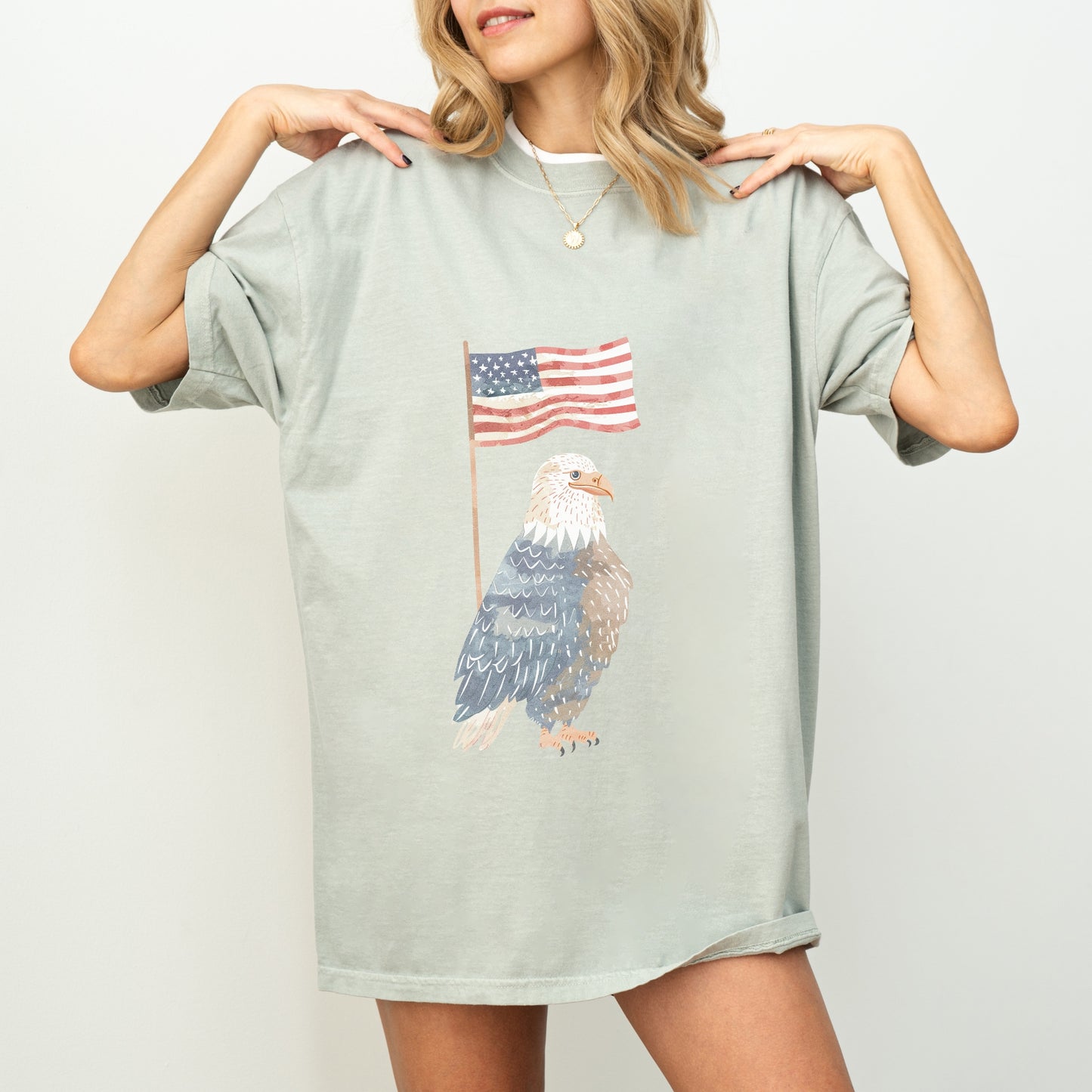 American Eagle T-Shirt | Whimsical Eagle with Flag Design