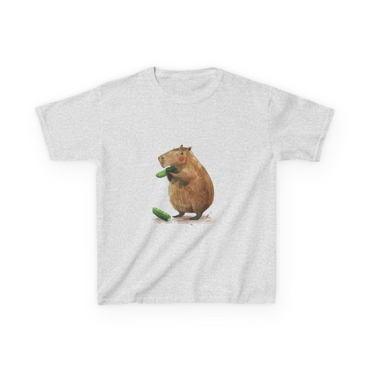 Kids' Capybara Eating Pickle T-Shirt - Fun & Comfortable