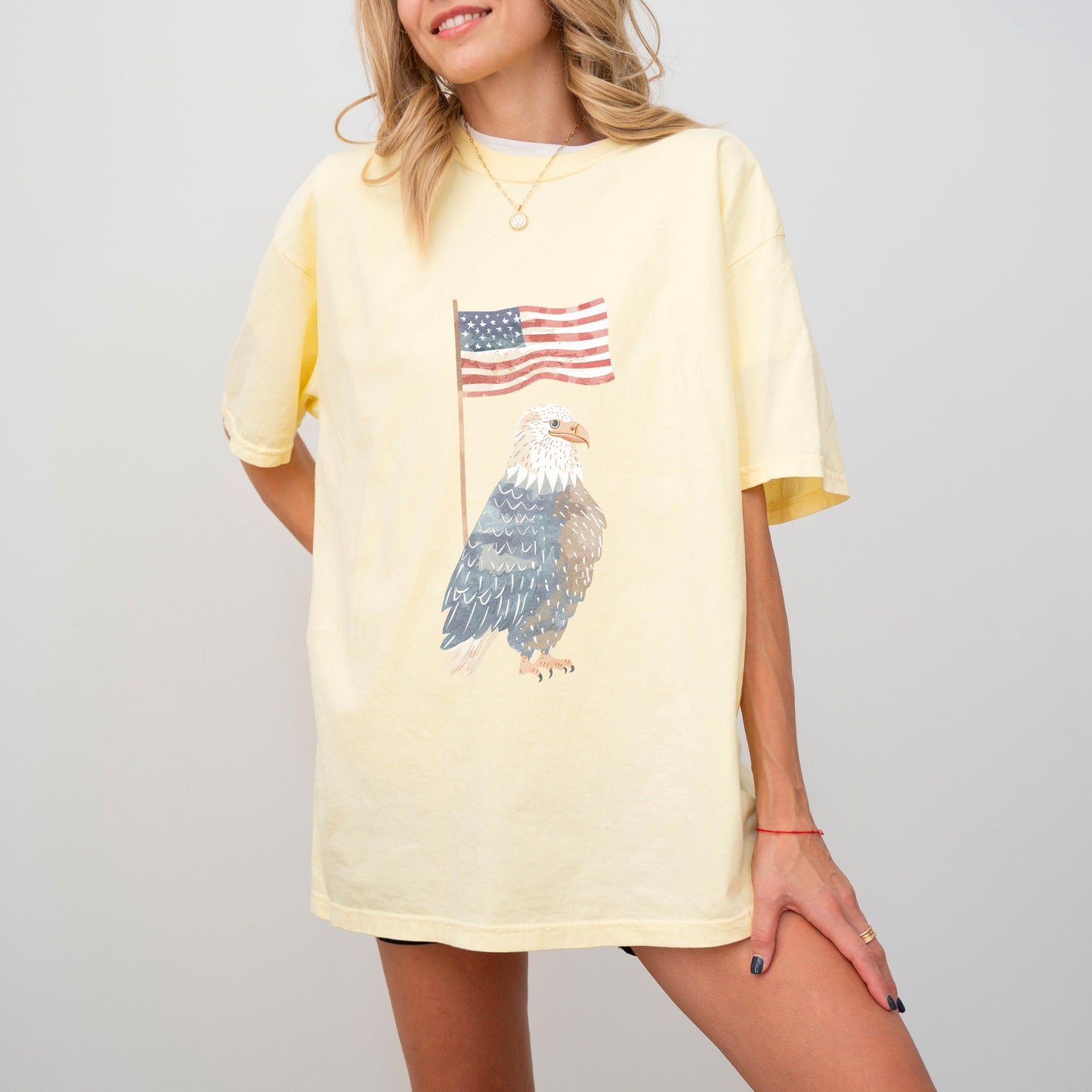 American Eagle T-Shirt | Whimsical Eagle with Flag Design