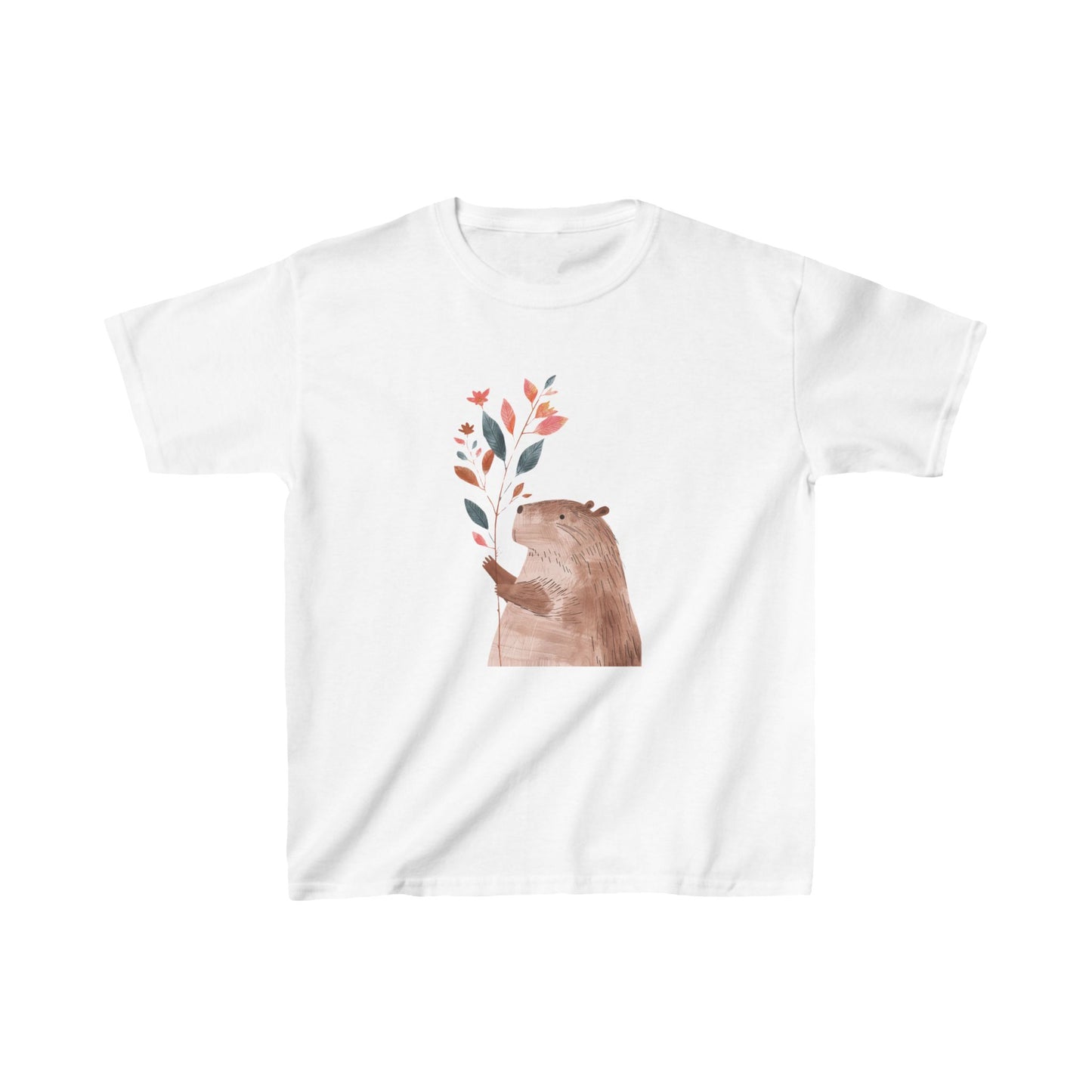 Kids' Capybara Holding Branch T-Shirt – Cute & Comfortable Kids Apparel