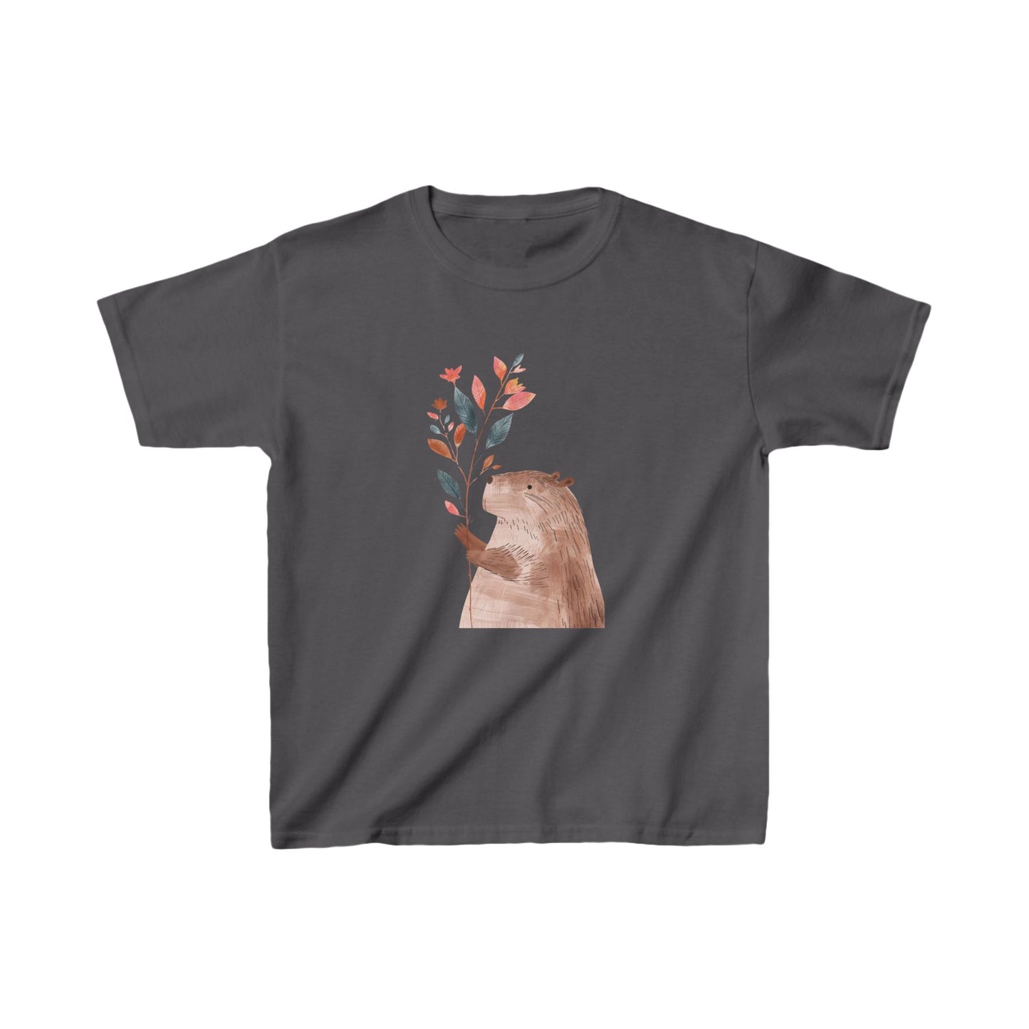 Kids' Capybara Holding Branch T-Shirt – Cute & Comfortable Kids Apparel