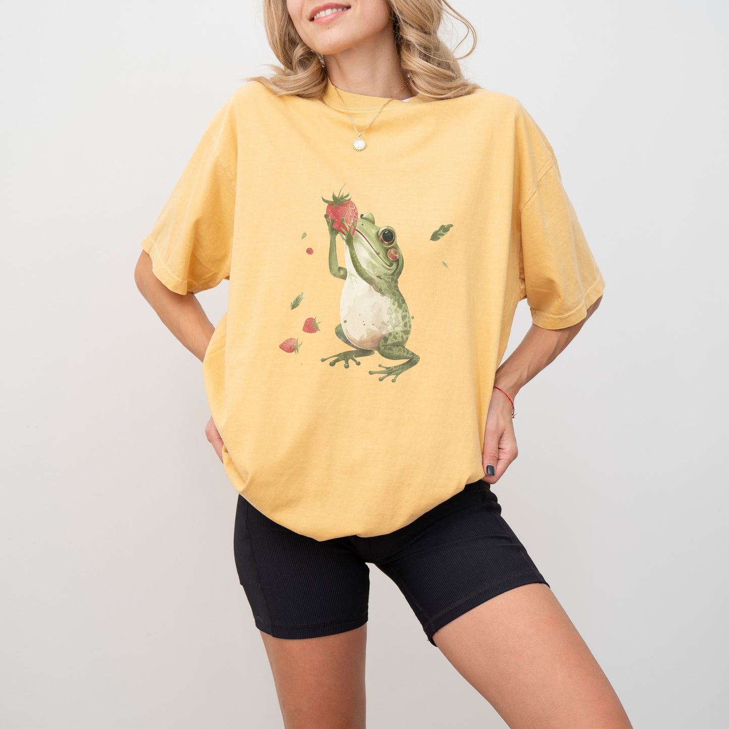 Frog with Strawberry T-Shirt | Whimsical Comfort Colors Tee