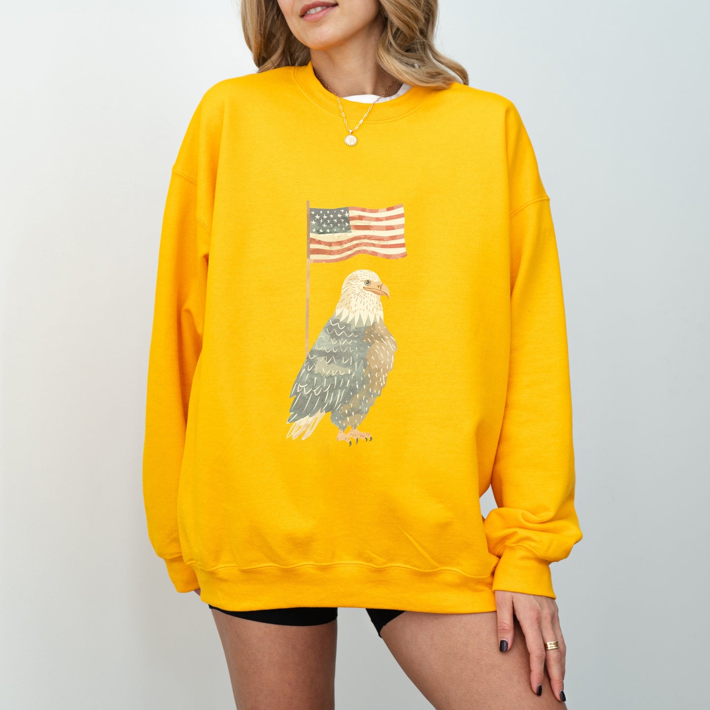 American Eagle Sweatshirt | Patriotic & Whimsical Heavy Blend Crewneck