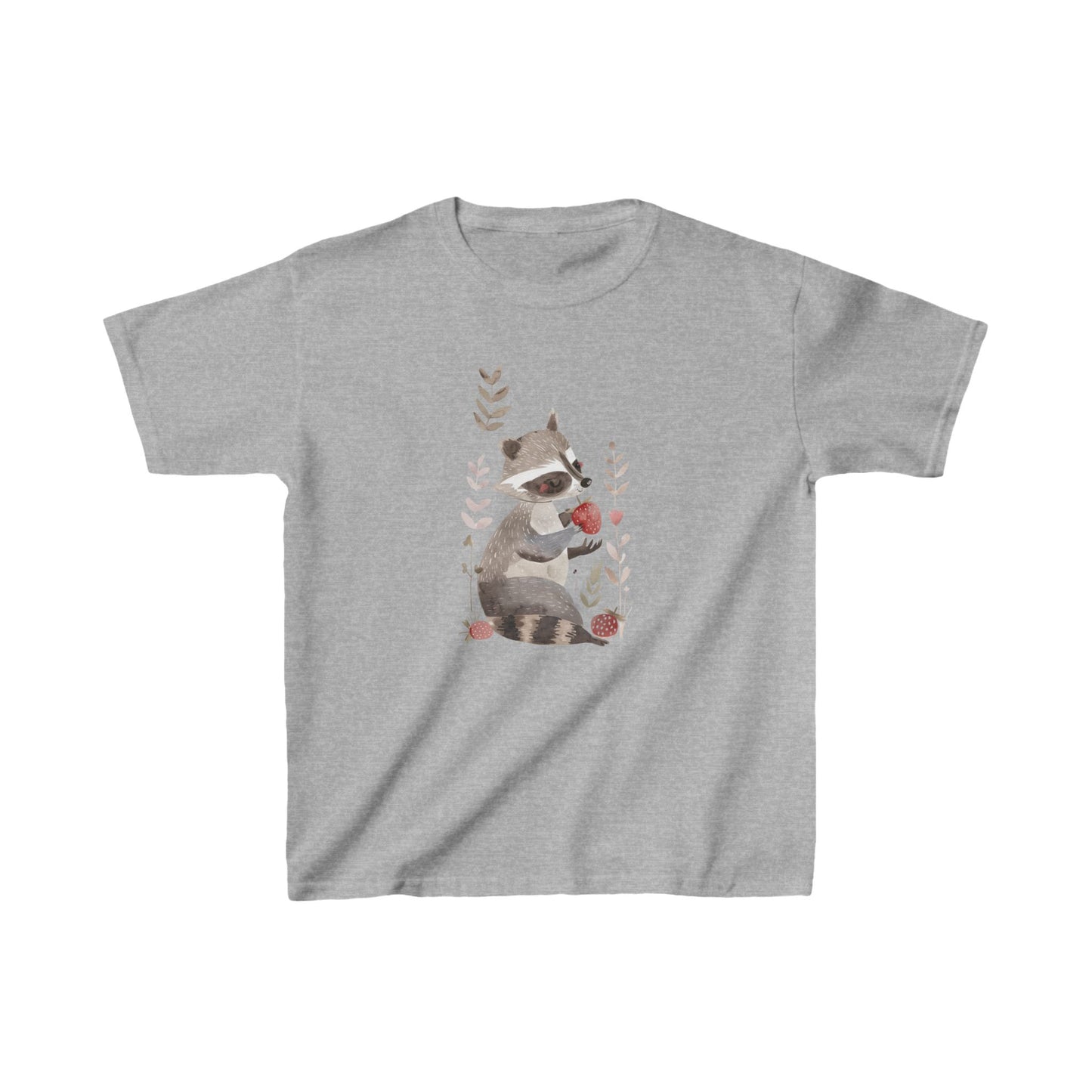 Kids' Raccoon Eating Strawberry T-Shirt – Cute & Comfortable Kids Apparel