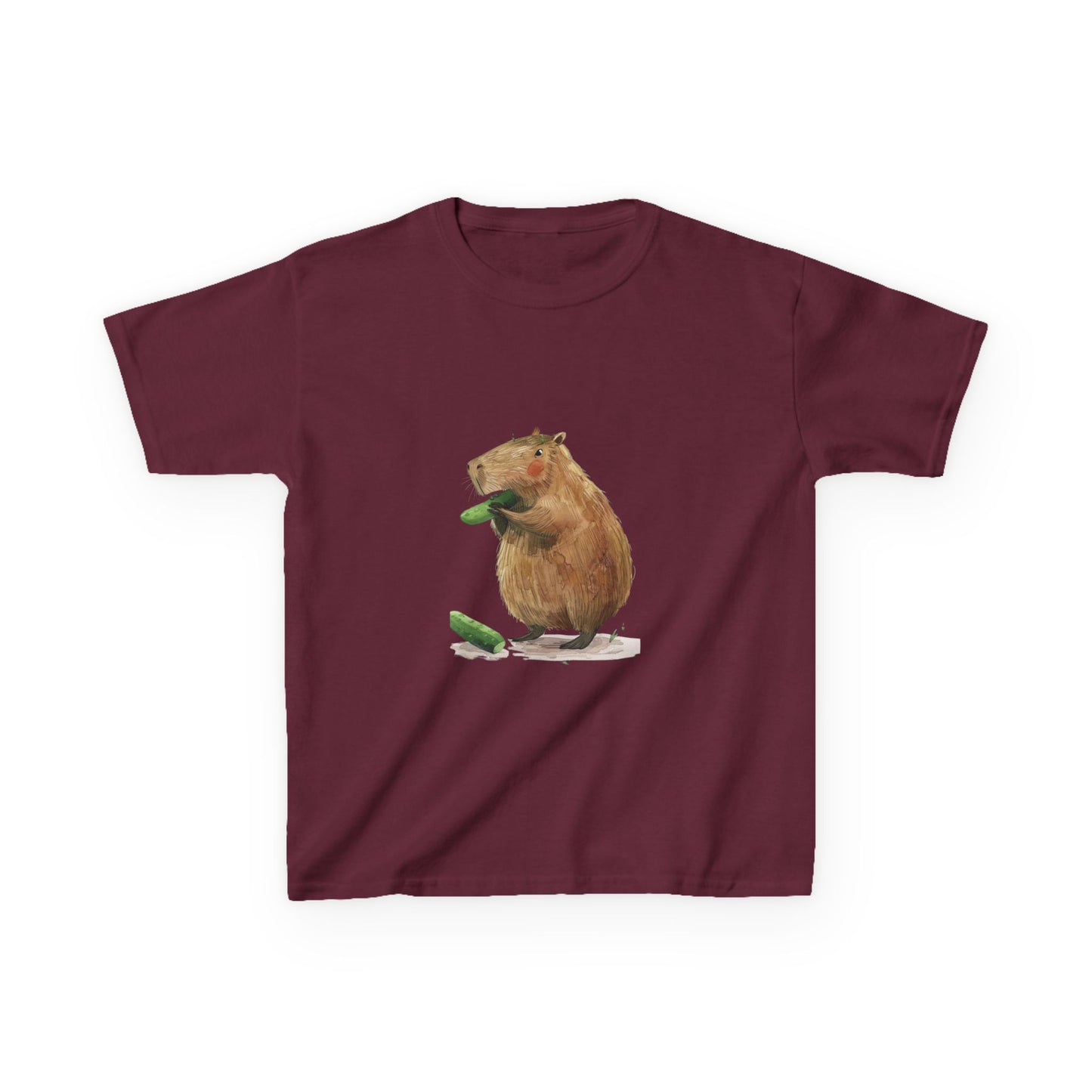 Kids' Capybara Eating Pickle T-Shirt - Fun & Comfortable