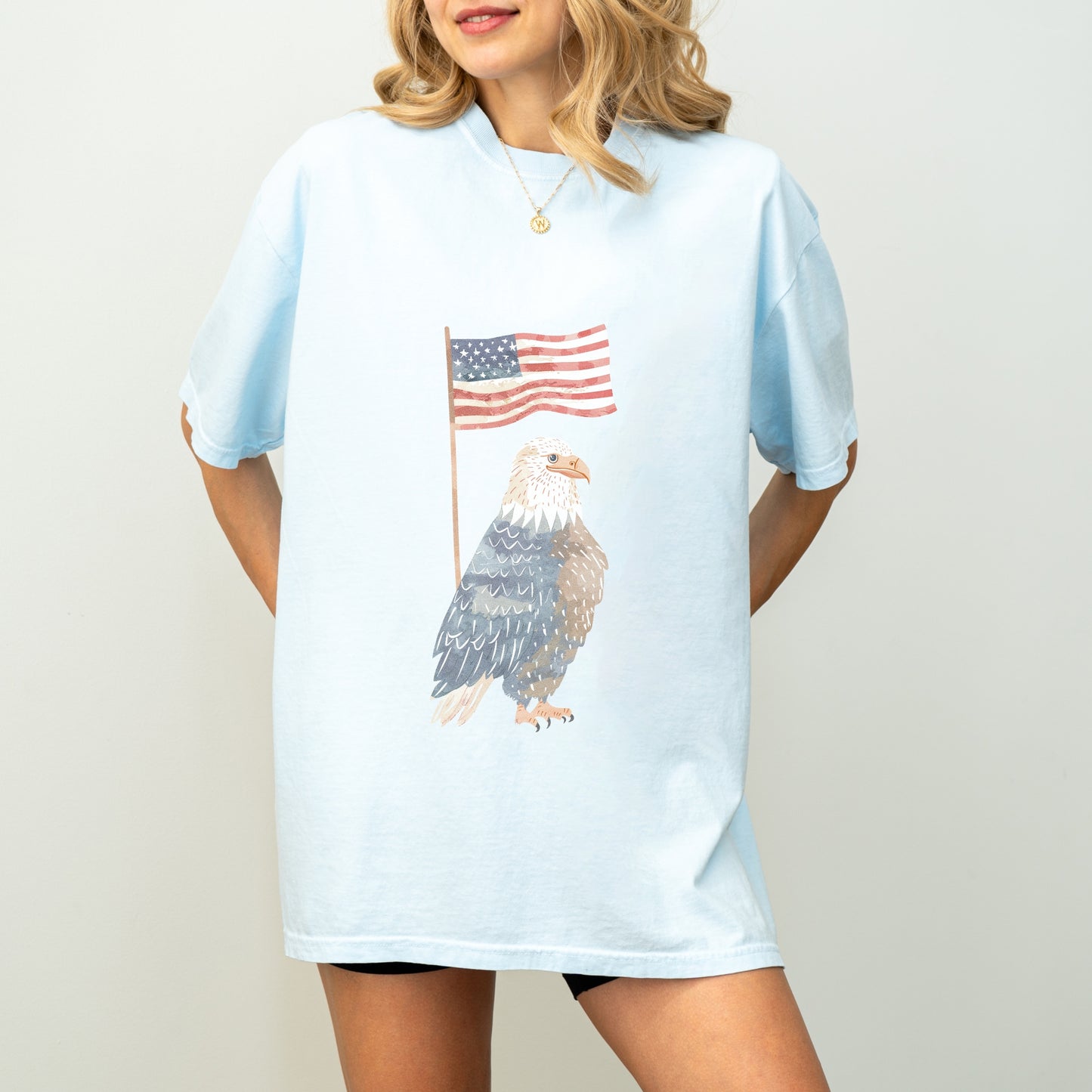 American Eagle T-Shirt | Whimsical Eagle with Flag Design