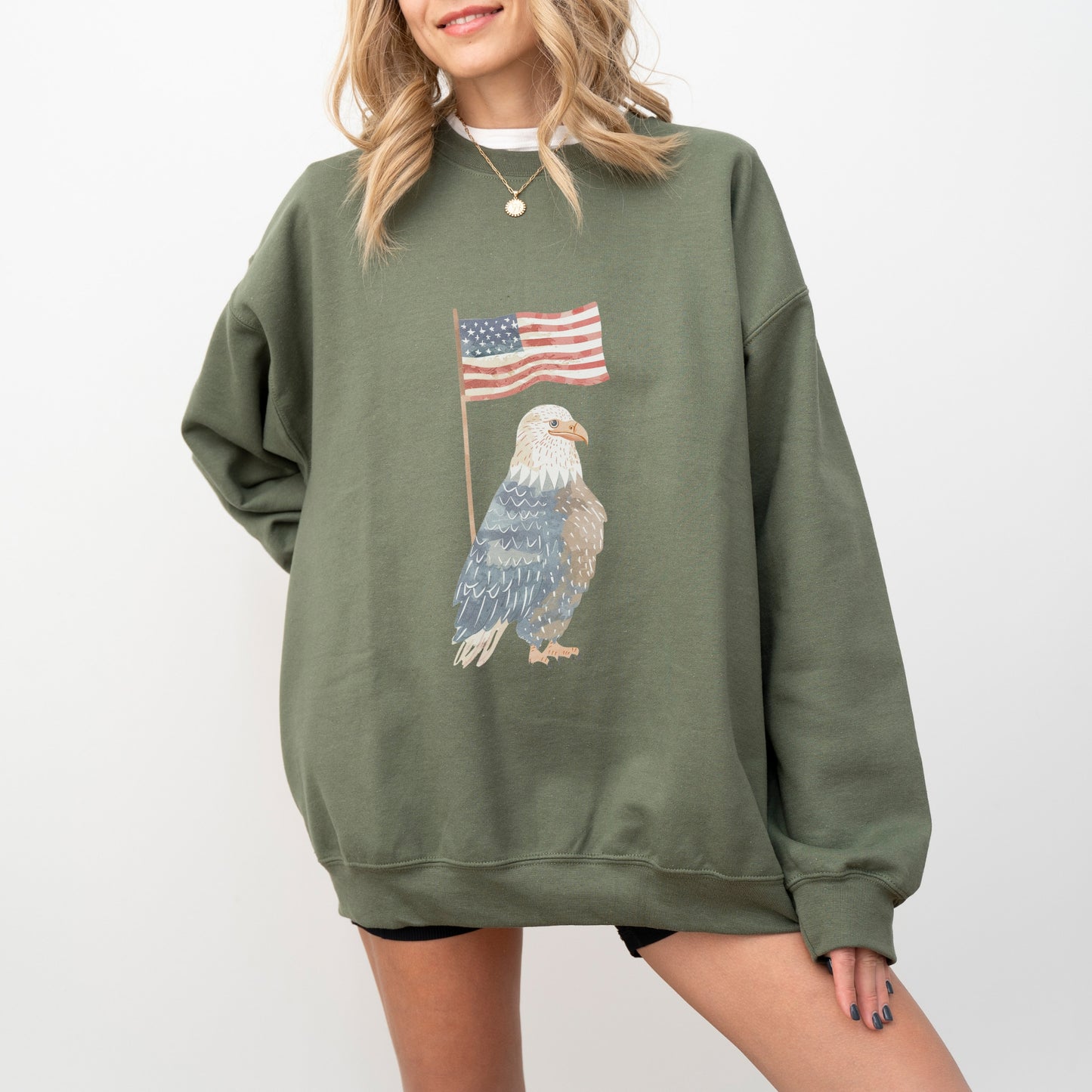 American Eagle Sweatshirt | Patriotic & Whimsical Heavy Blend Crewneck