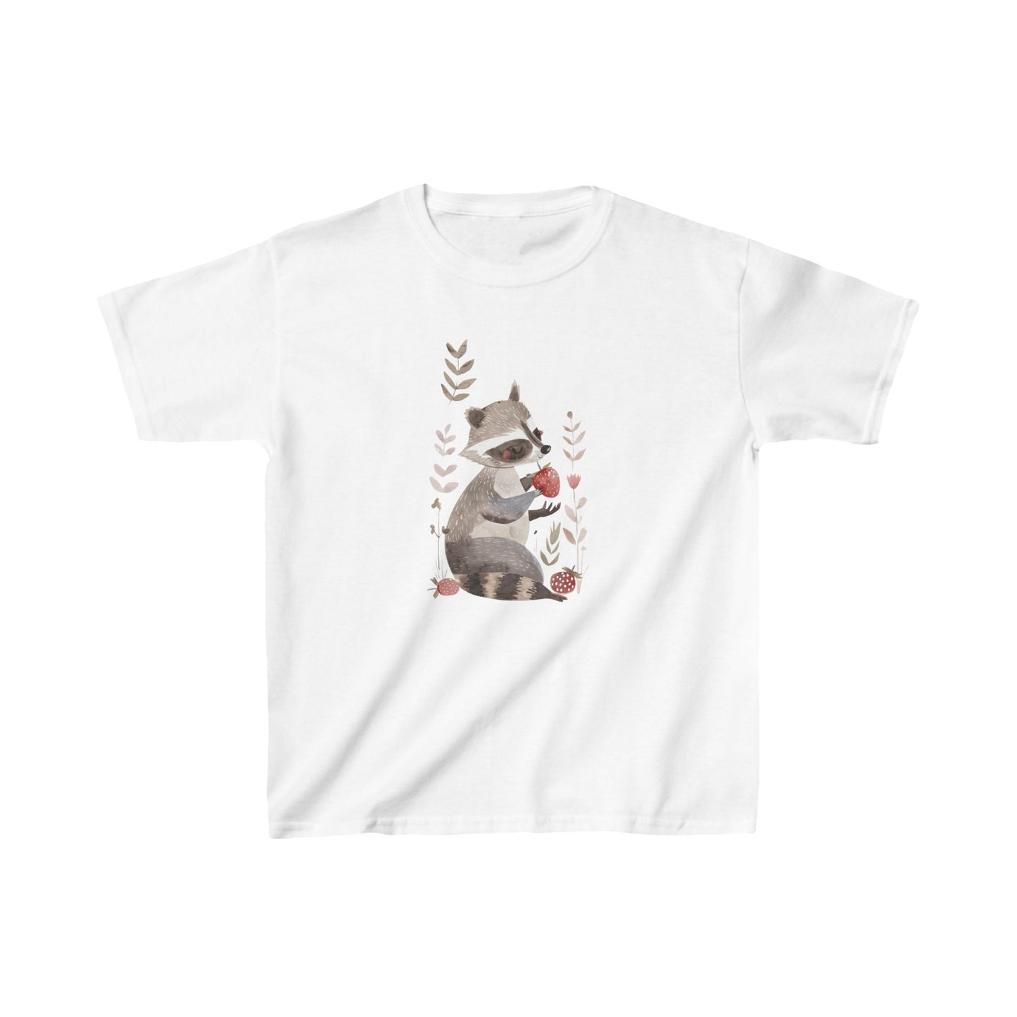 Kids' Raccoon Eating Strawberry T-Shirt – Cute & Comfortable Kids Apparel