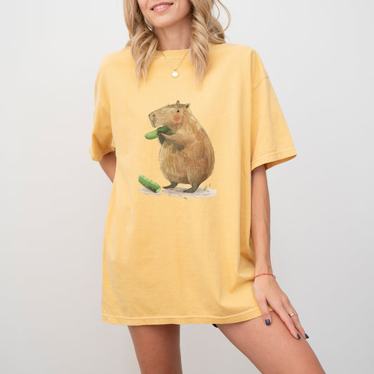 Capybara Cucumber T-Shirt | Fun & Quirky Comfort Colors Tee