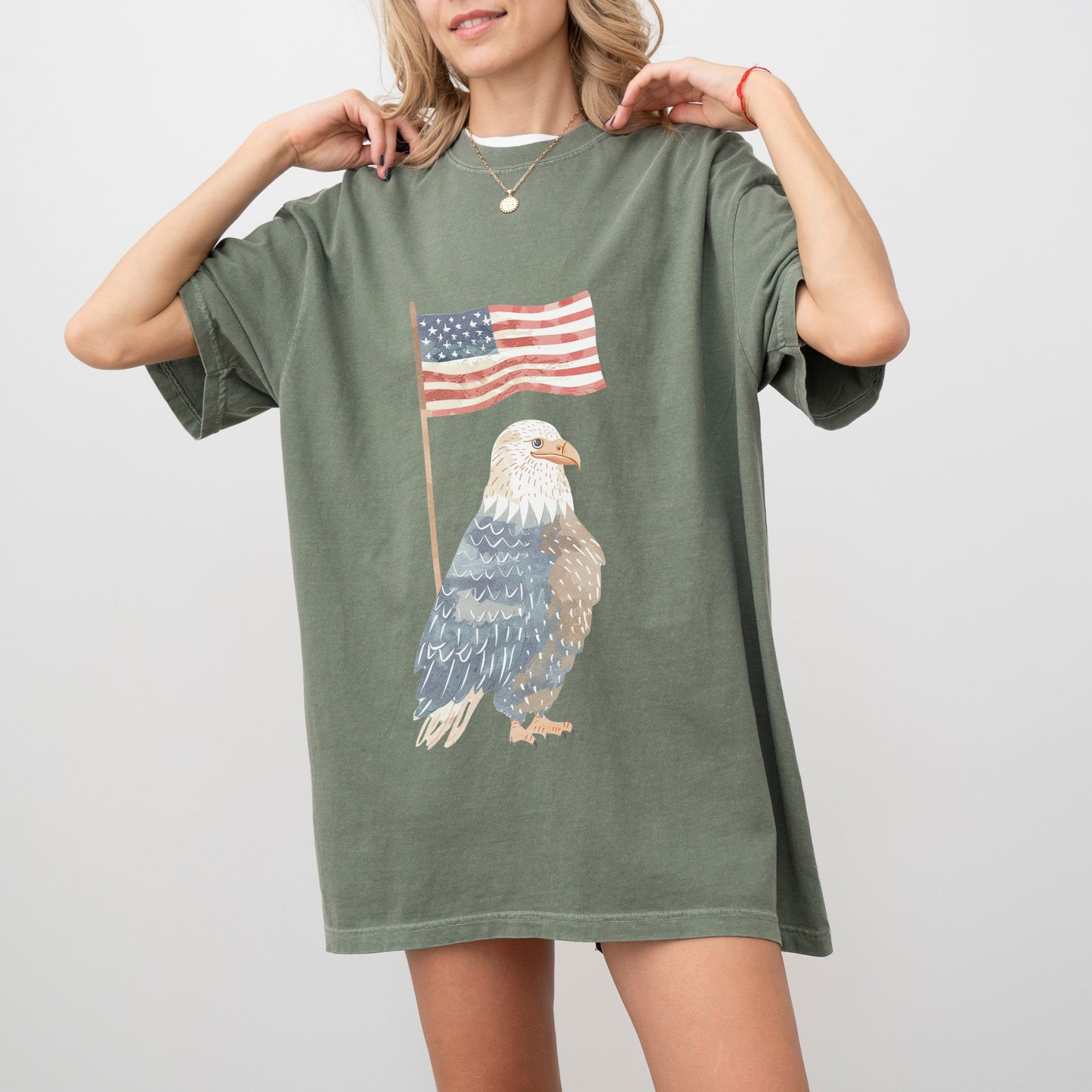 American Eagle T-Shirt | Whimsical Eagle with Flag Design