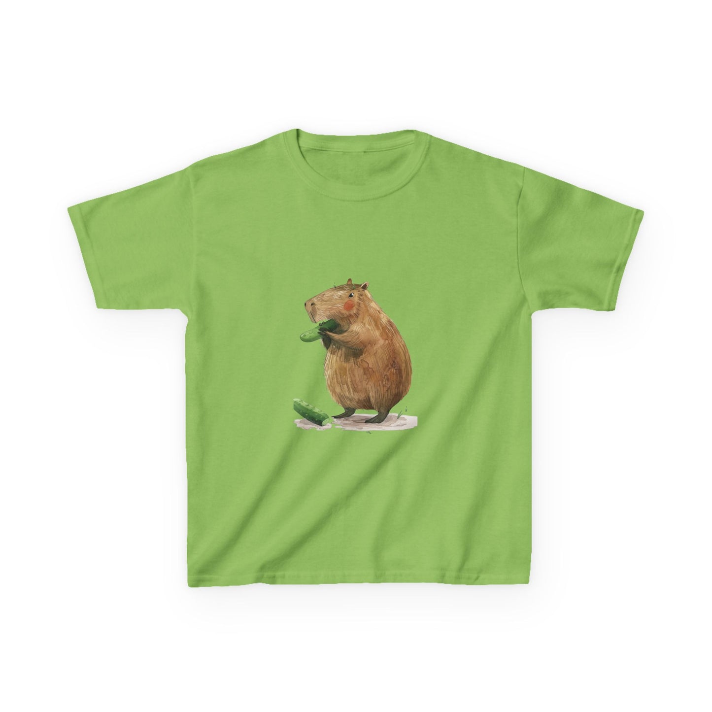 Kids' Capybara Eating Pickle T-Shirt - Fun & Comfortable