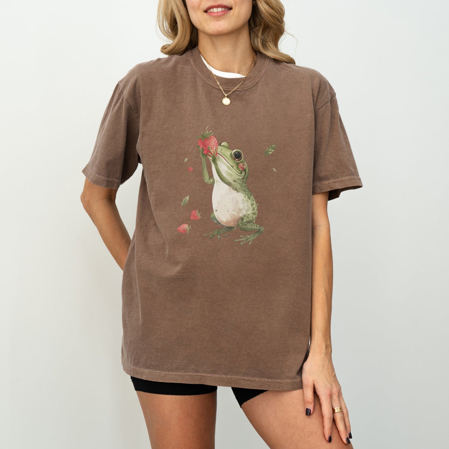 Frog with Strawberry T-Shirt | Whimsical Comfort Colors Tee