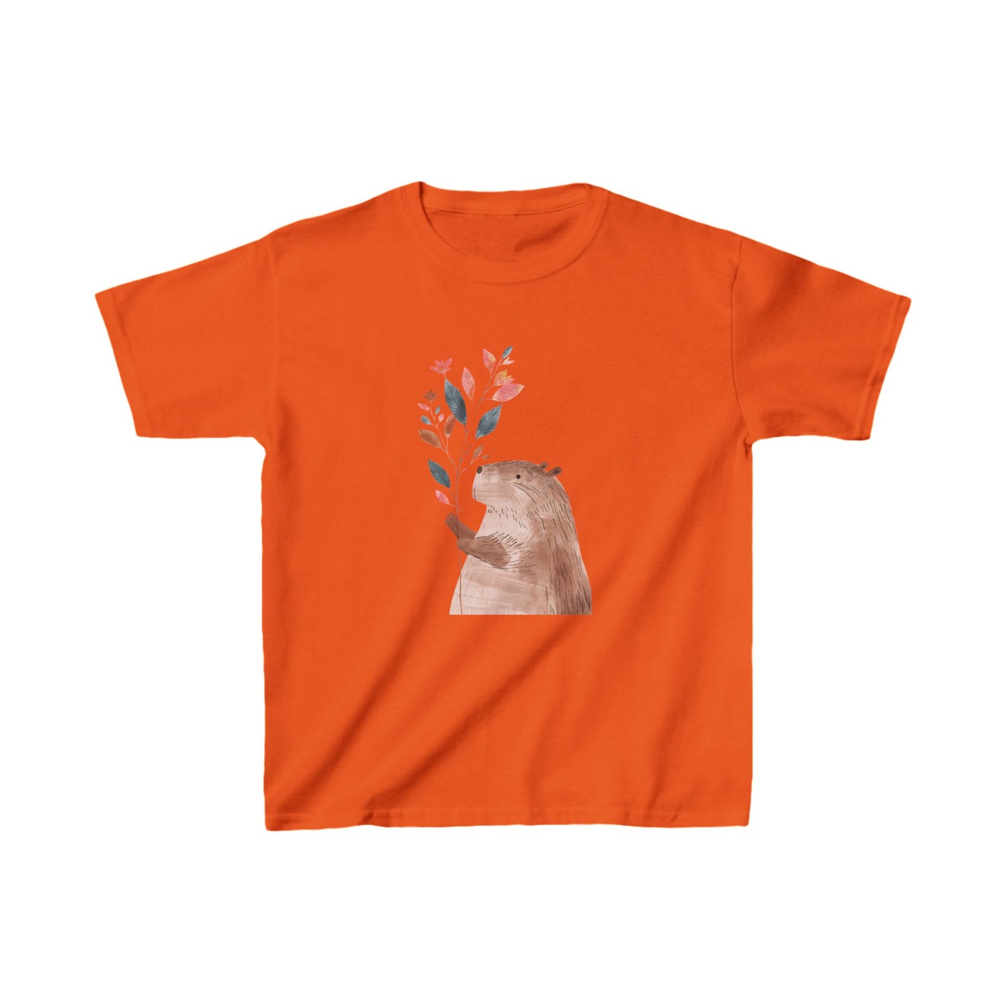 Kids' Capybara Holding Branch T-Shirt – Cute & Comfortable Kids Apparel