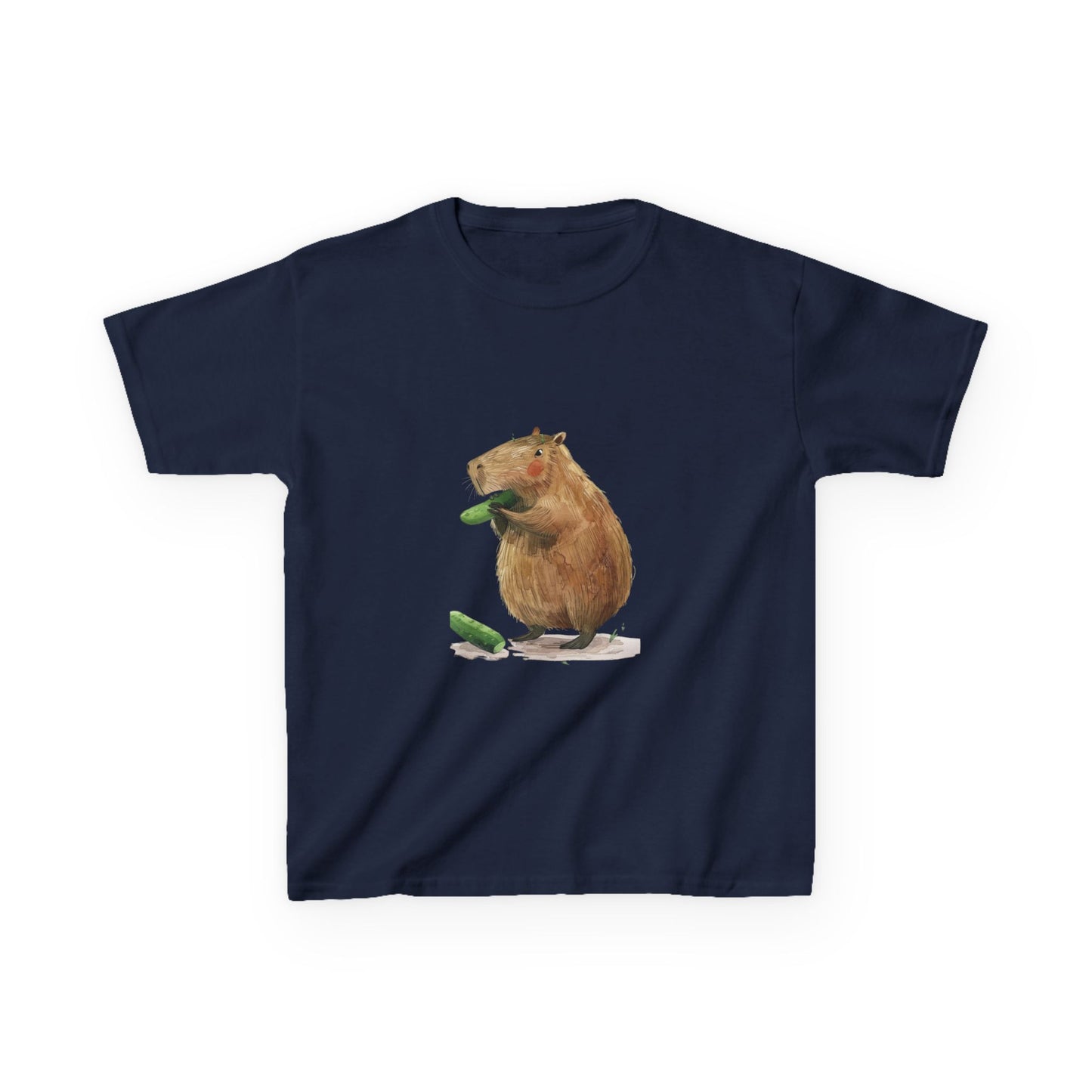 Kids' Capybara Eating Pickle T-Shirt - Fun & Comfortable