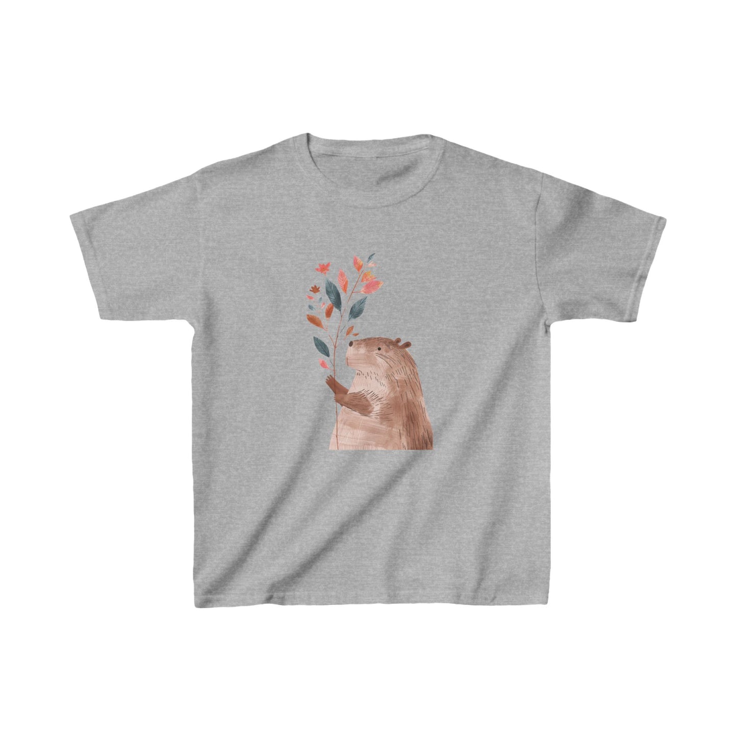 Kids' Capybara Holding Branch T-Shirt – Cute & Comfortable Kids Apparel