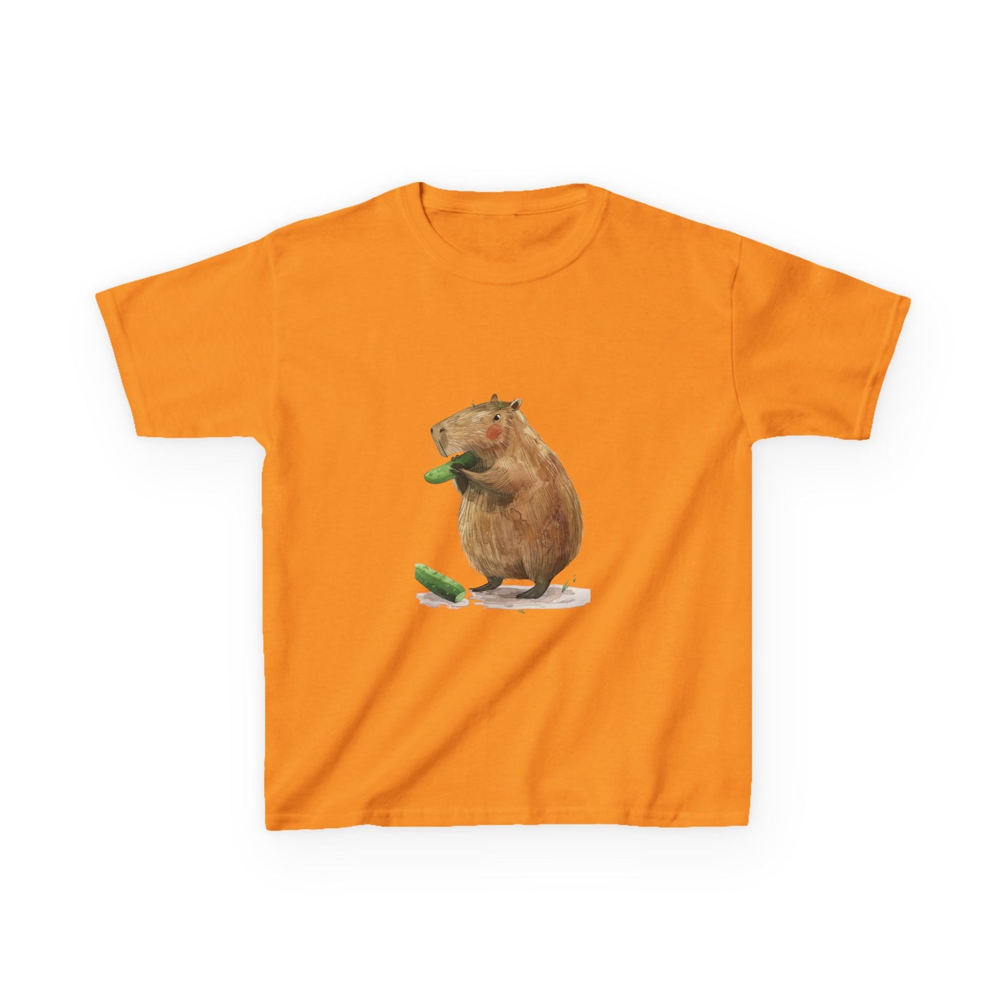 Kids' Capybara Eating Pickle T-Shirt - Fun & Comfortable