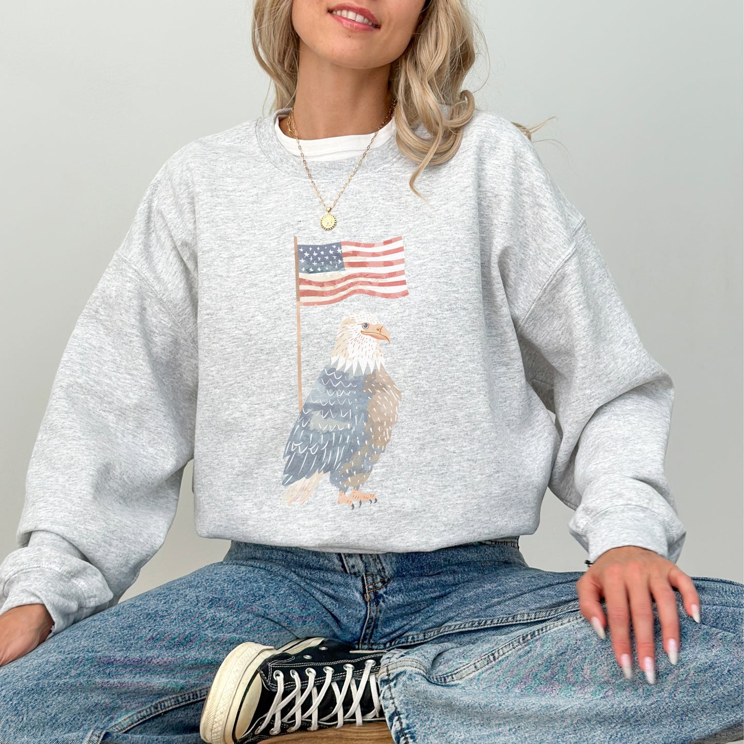 American Eagle Sweatshirt | Patriotic & Whimsical Heavy Blend Crewneck