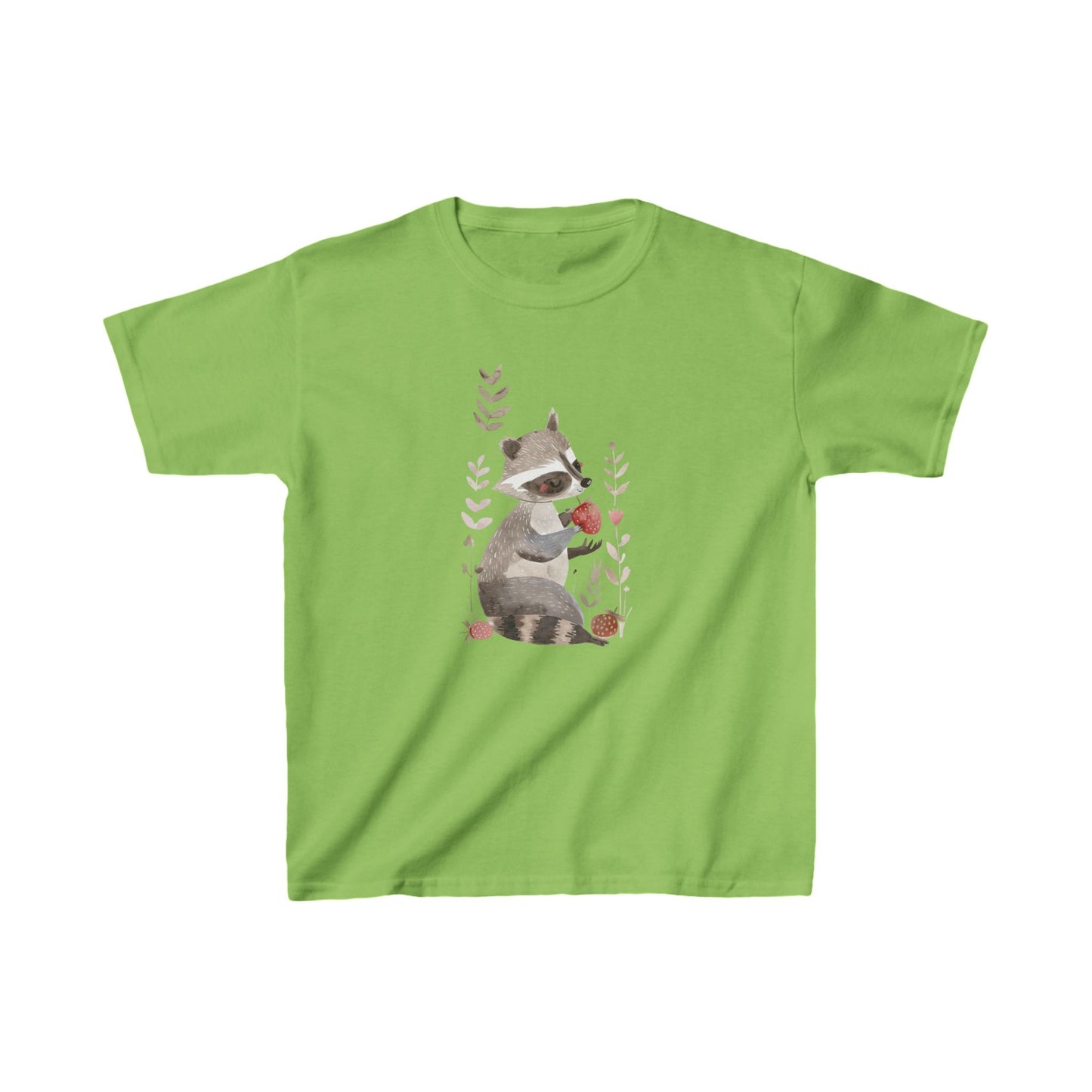 Kids' Raccoon Eating Strawberry T-Shirt – Cute & Comfortable Kids Apparel