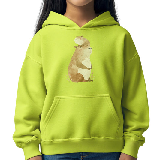 Kids' Capybara with Baby Hoodie – Comfy & Cute Heavy Blend Sweatshirt