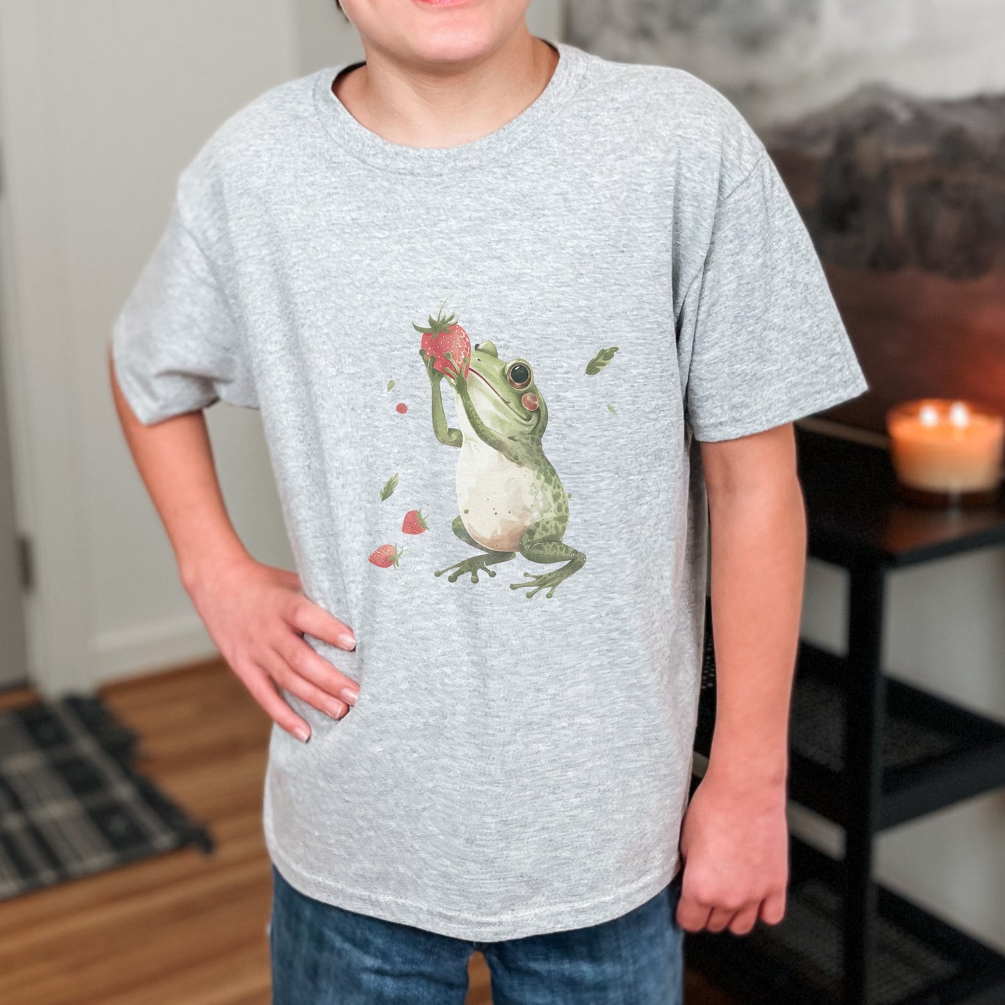 Kids' Frog Eating Strawberry T-Shirt – Cute & Comfortable Kids Apparel