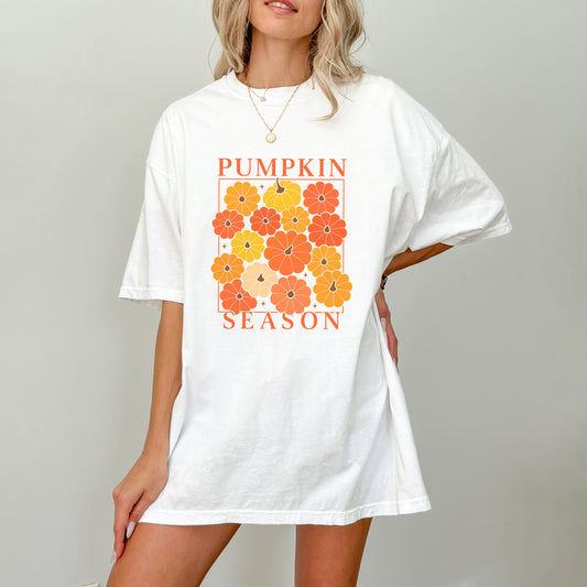 Pumpkin Season Shirt – Retro Fall Floral Tee for Autumn Lovers