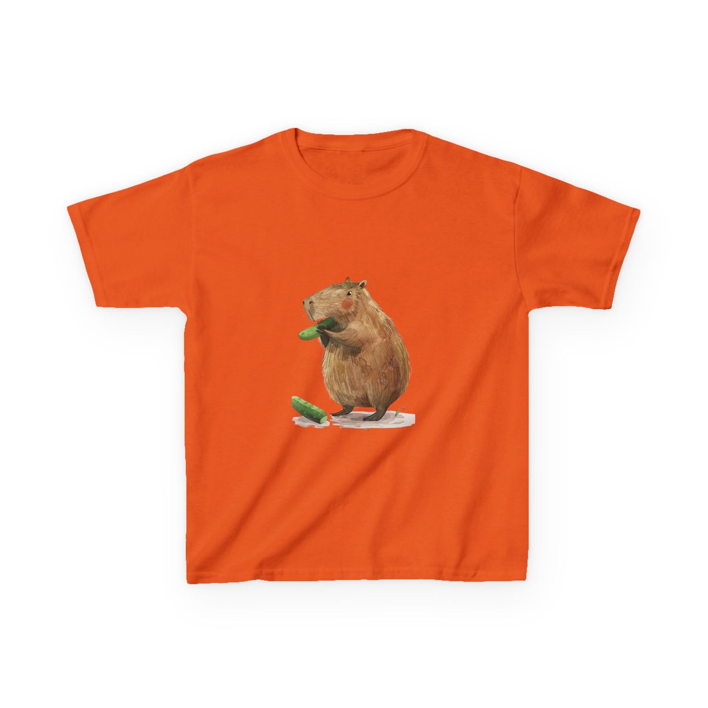 Kids' Capybara Eating Pickle T-Shirt - Fun & Comfortable