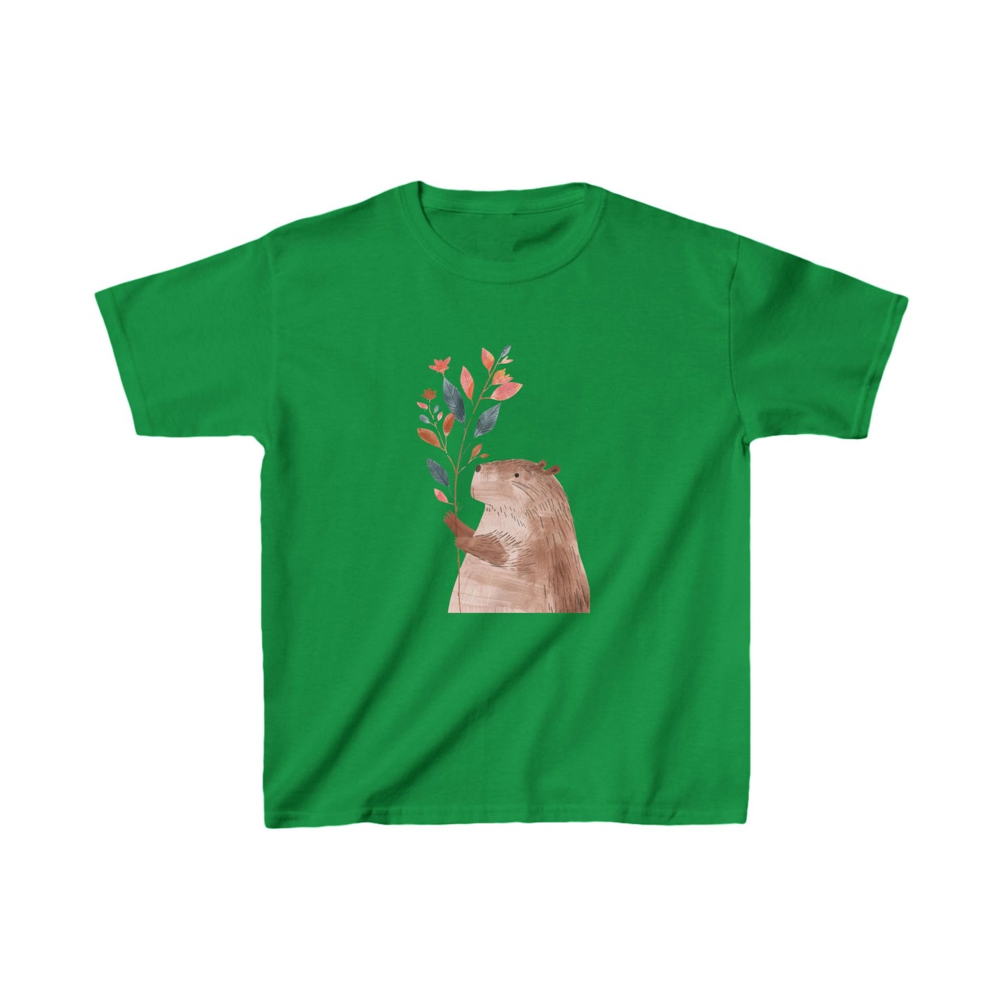 Kids' Capybara Holding Branch T-Shirt – Cute & Comfortable Kids Apparel