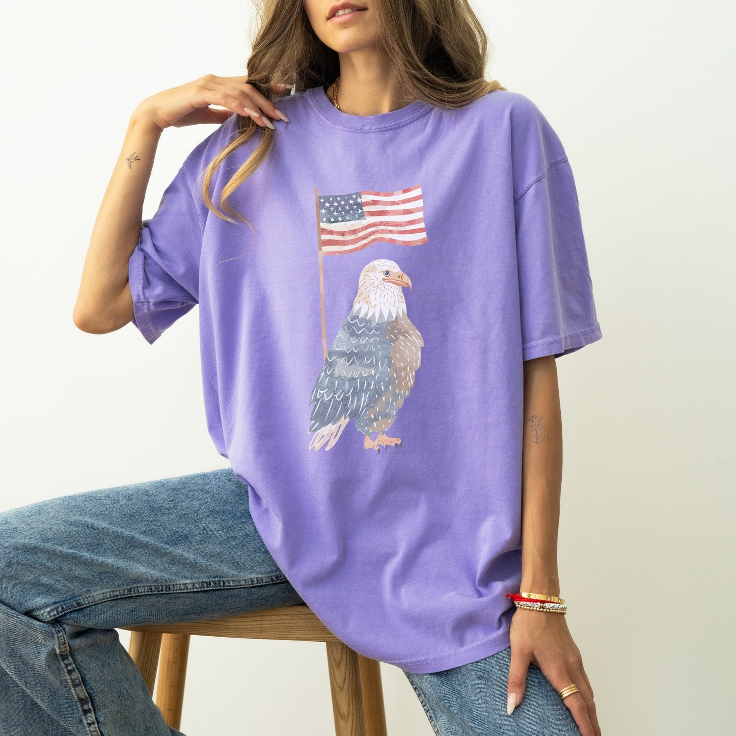 American Eagle T-Shirt | Whimsical Eagle with Flag Design