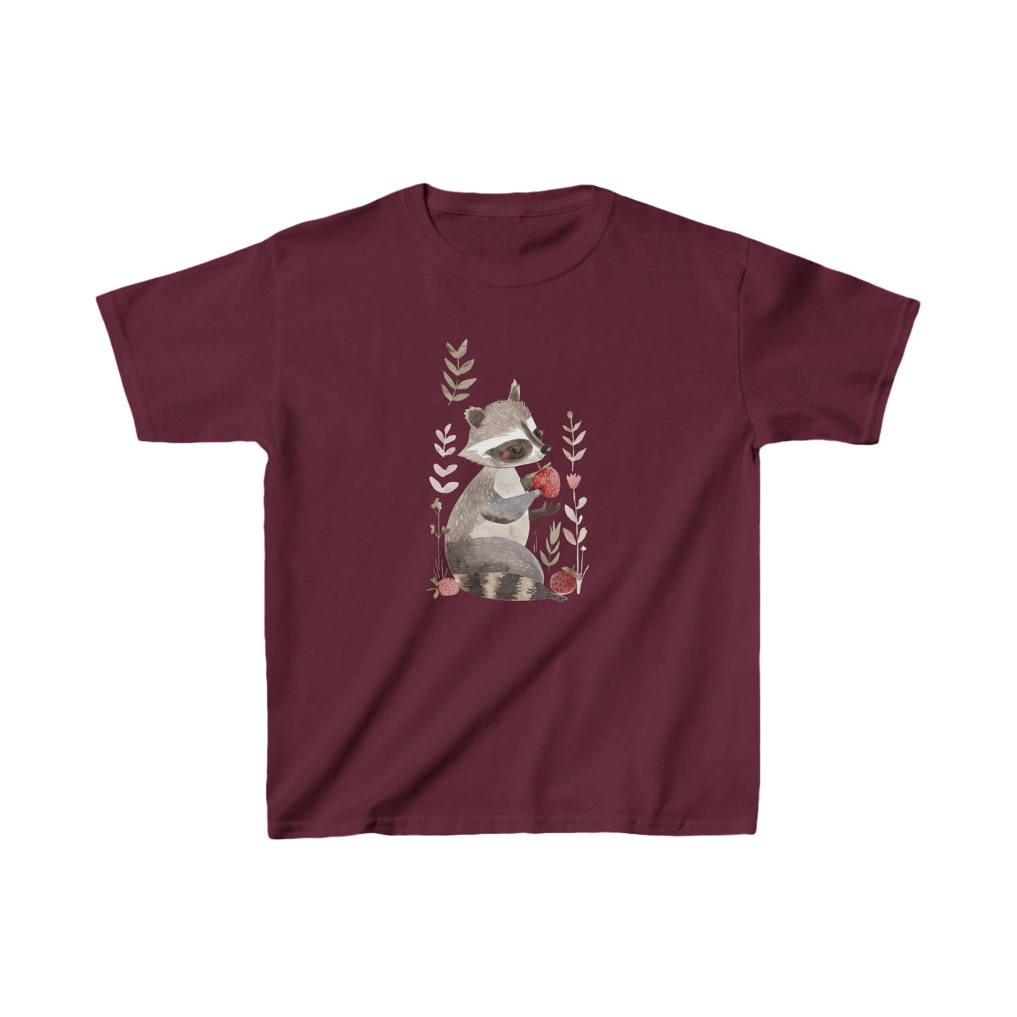 Kids' Raccoon Eating Strawberry T-Shirt – Cute & Comfortable Kids Apparel