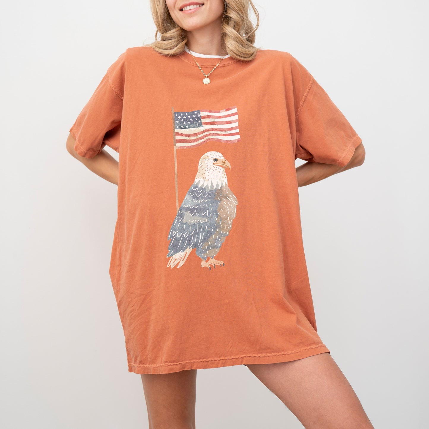 American Eagle T-Shirt | Whimsical Eagle with Flag Design