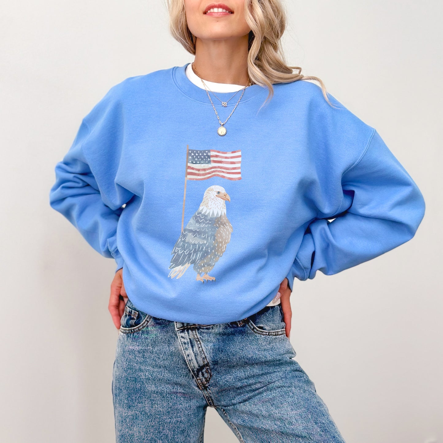 American Eagle Sweatshirt | Patriotic & Whimsical Heavy Blend Crewneck