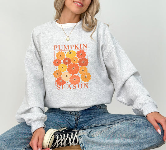 Pumpkin Season Sweatshirt – Cozy Fall Floral Graphic Pullover