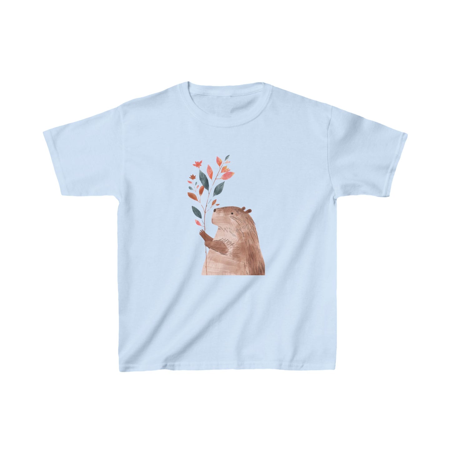 Kids' Capybara Holding Branch T-Shirt – Cute & Comfortable Kids Apparel