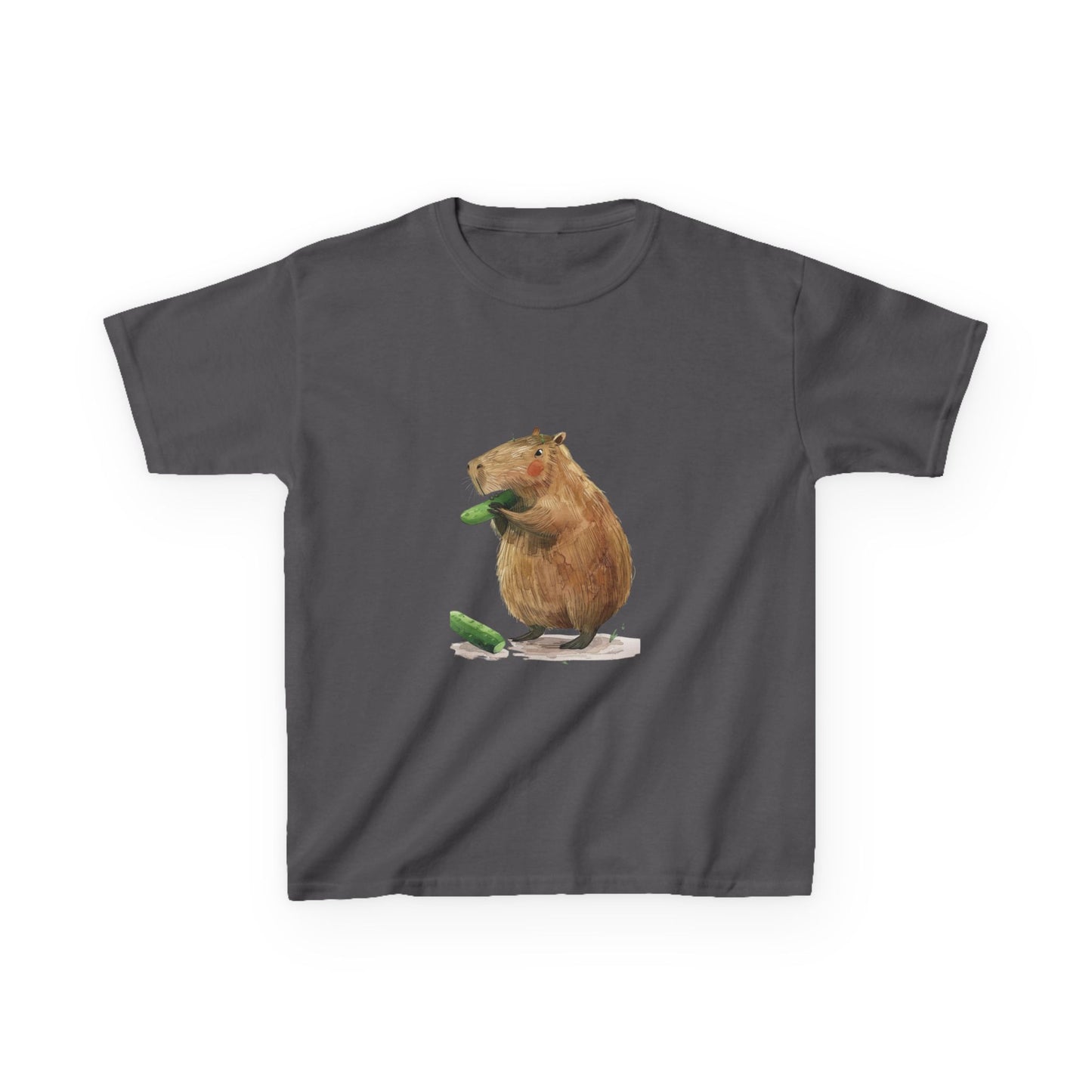 Kids' Capybara Eating Pickle T-Shirt - Fun & Comfortable