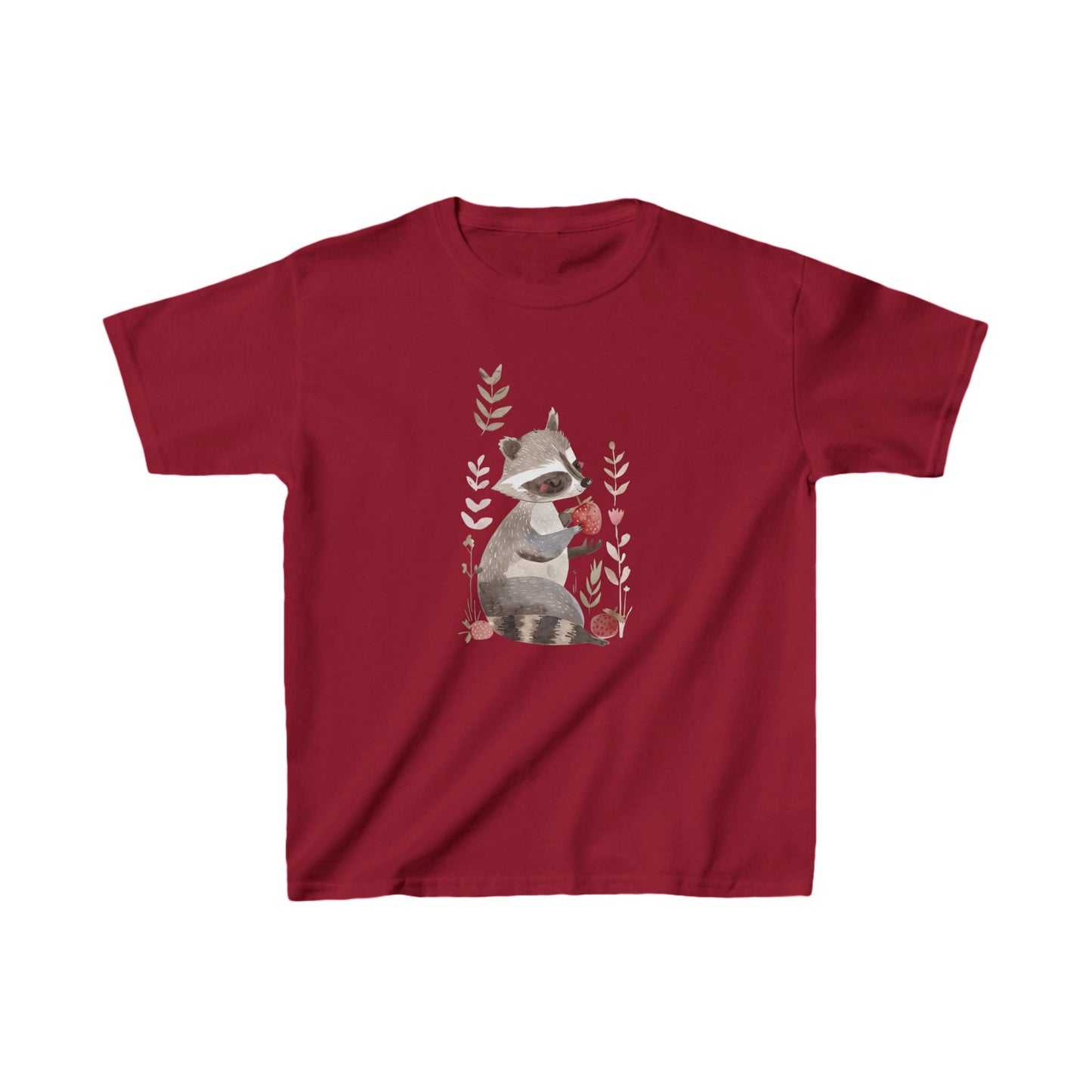 Kids' Raccoon Eating Strawberry T-Shirt – Cute & Comfortable Kids Apparel