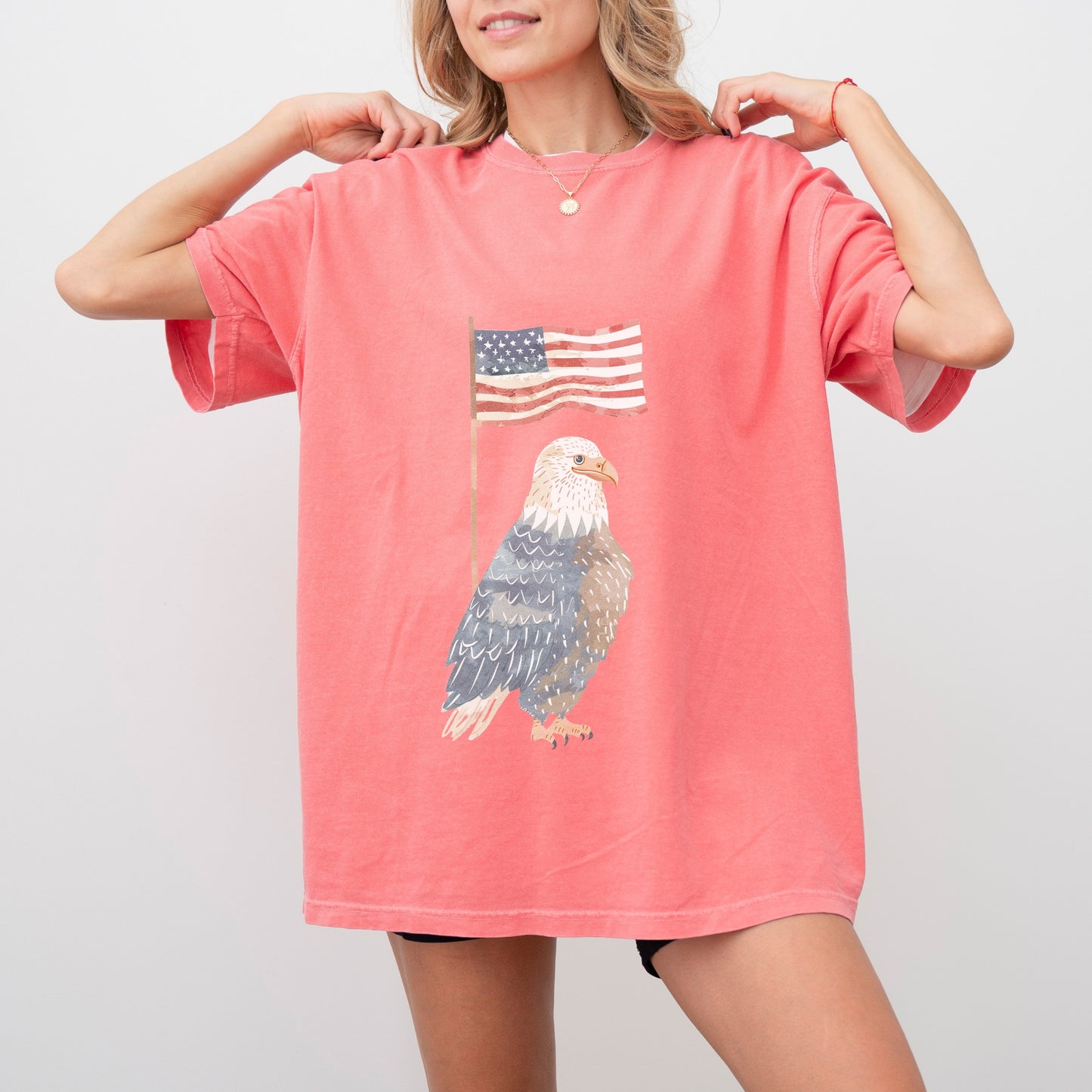 American Eagle T-Shirt | Whimsical Eagle with Flag Design