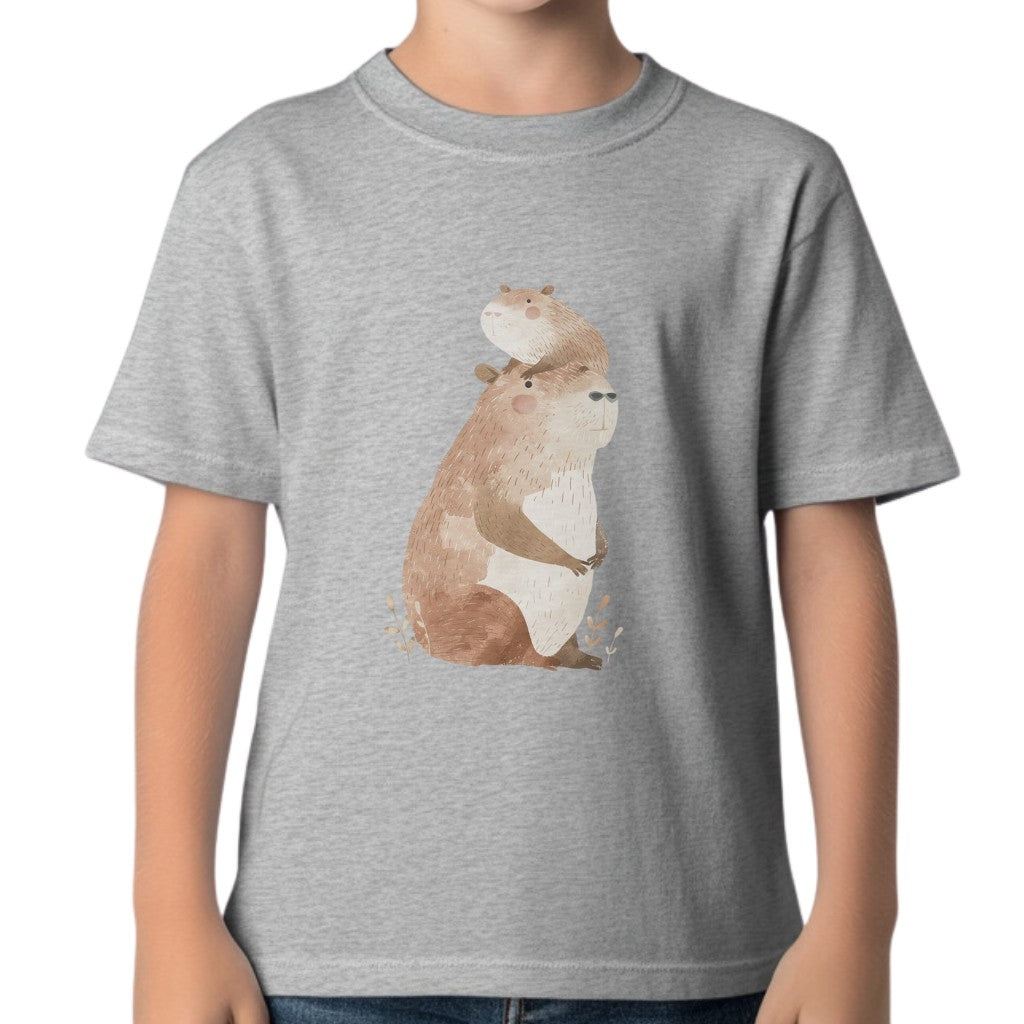 Kids' Capybara with Baby T-Shirt – Cute & Comfortable Design