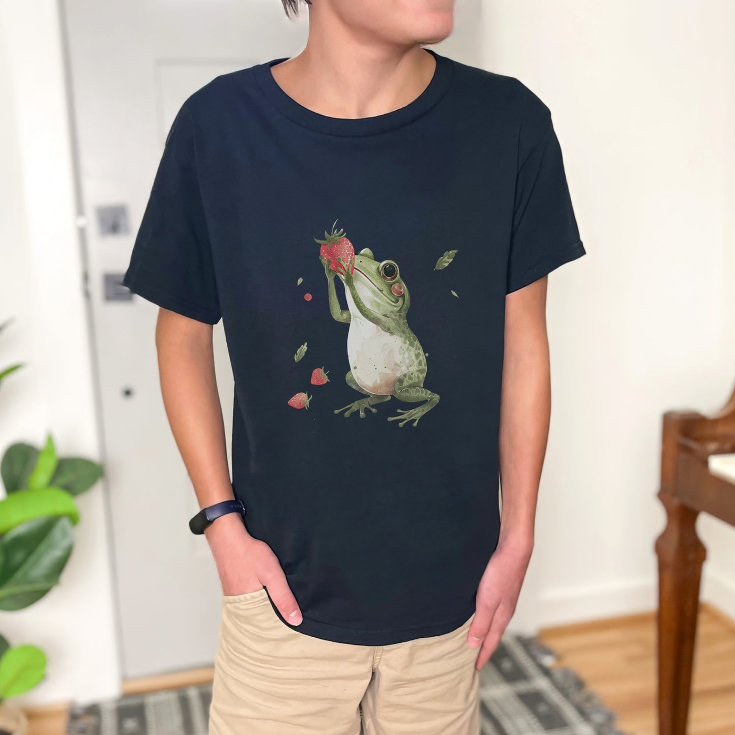 Kids' Frog Eating Strawberry T-Shirt – Cute & Comfortable Kids Apparel