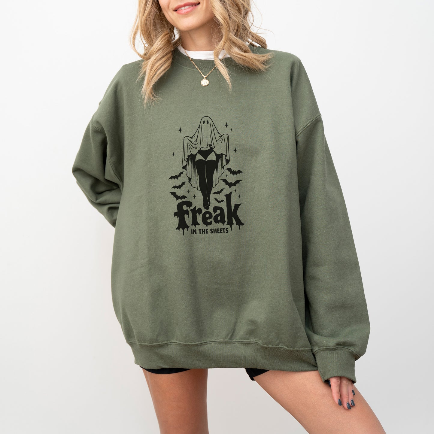 Freak in the Sheets Sweatshirt – Funny Ghost Halloween Pullover