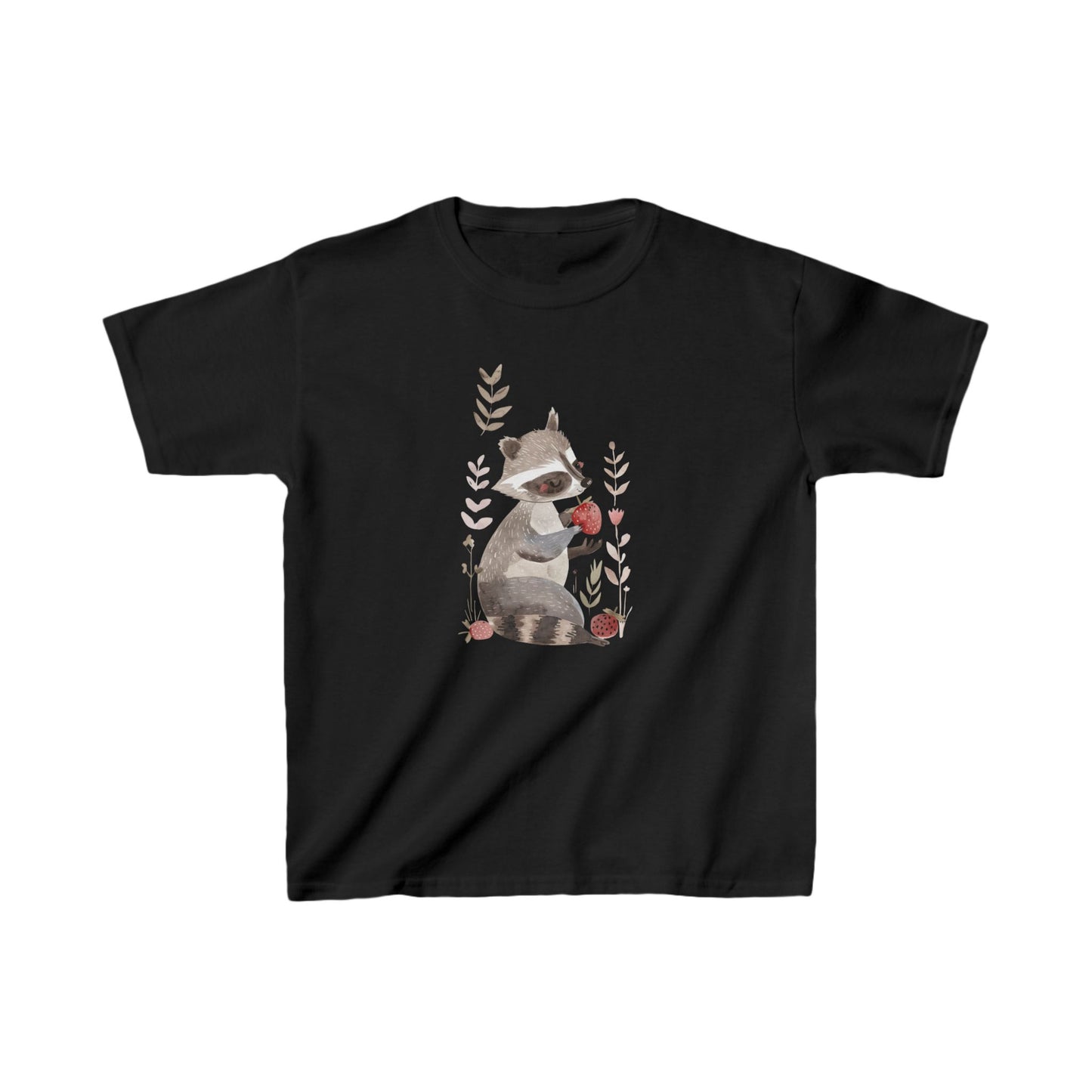 Kids' Raccoon Eating Strawberry T-Shirt – Cute & Comfortable Kids Apparel