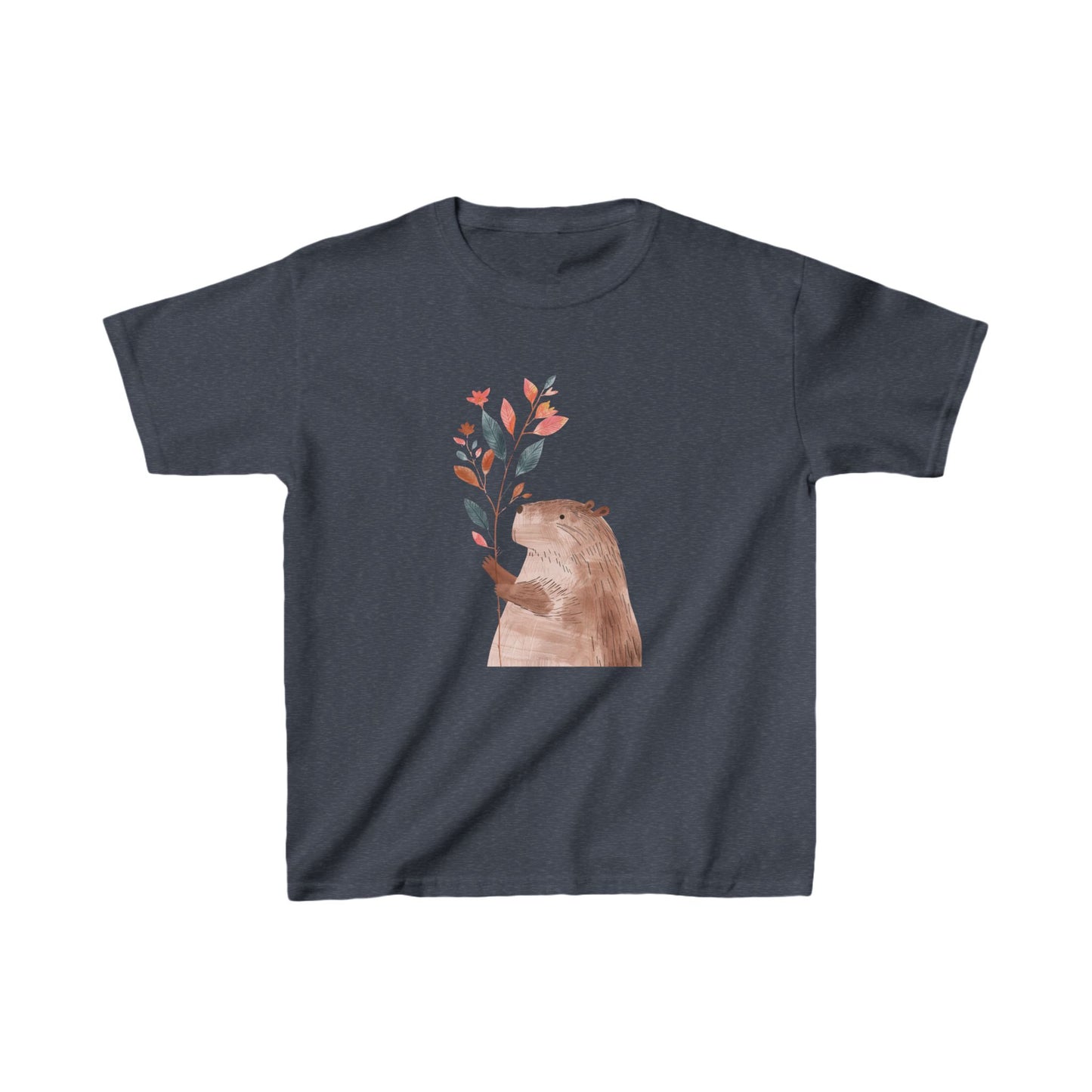 Kids' Capybara Holding Branch T-Shirt – Cute & Comfortable Kids Apparel