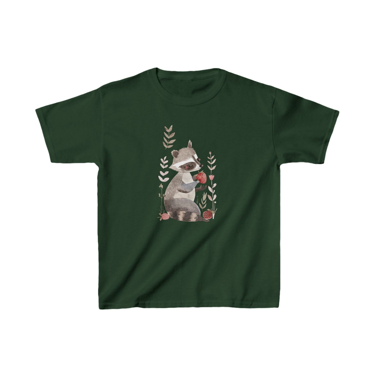 Kids' Raccoon Eating Strawberry T-Shirt – Cute & Comfortable Kids Apparel