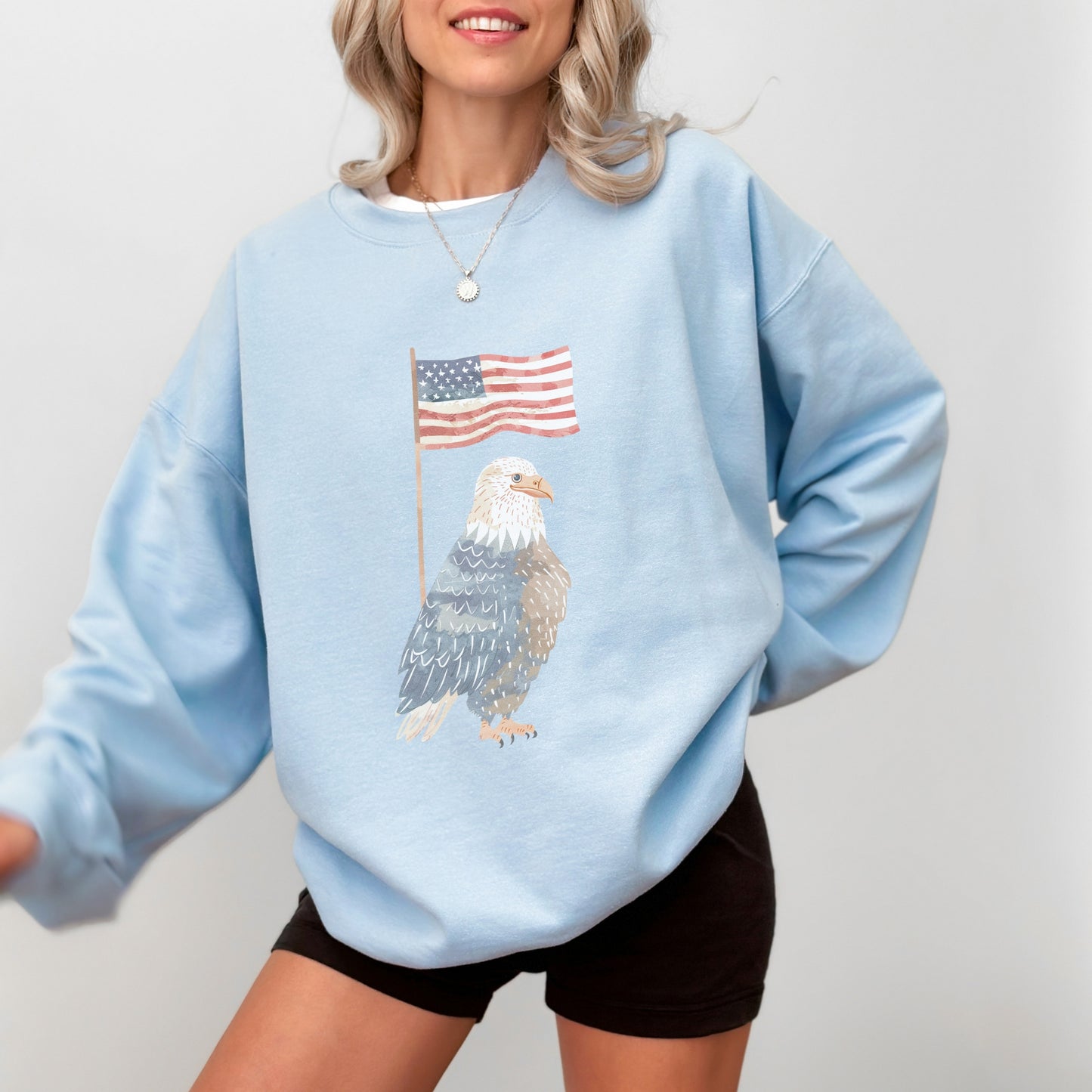 American Eagle Sweatshirt | Patriotic & Whimsical Heavy Blend Crewneck